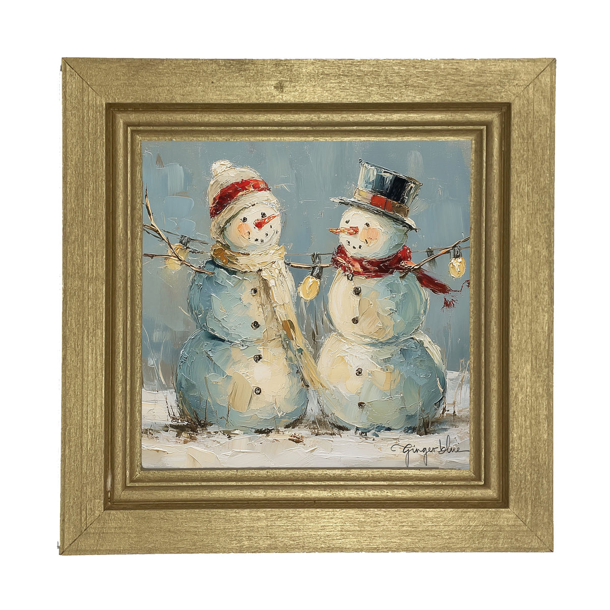 Two Snowmen - Framed Art