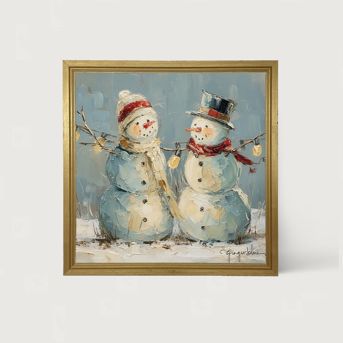 Two Snowmen - Framed Art