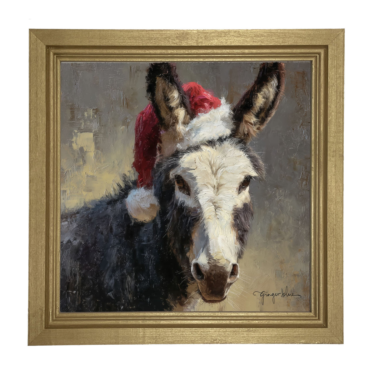 Santa Hat Donkey - Framed Art