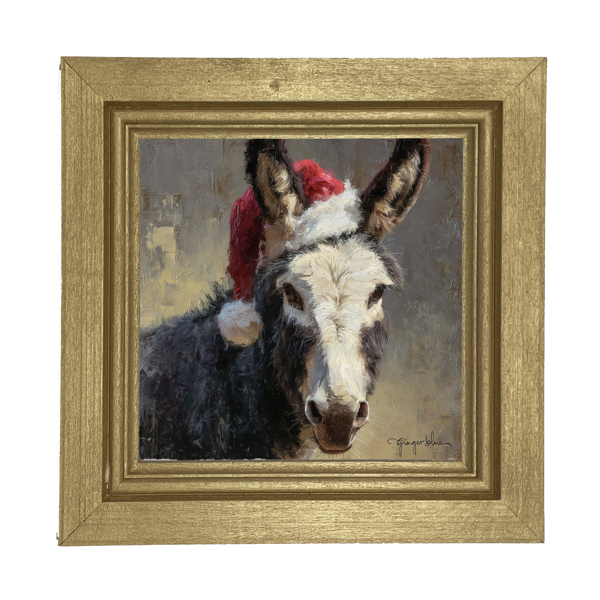 Santa Hat Donkey - Framed Art