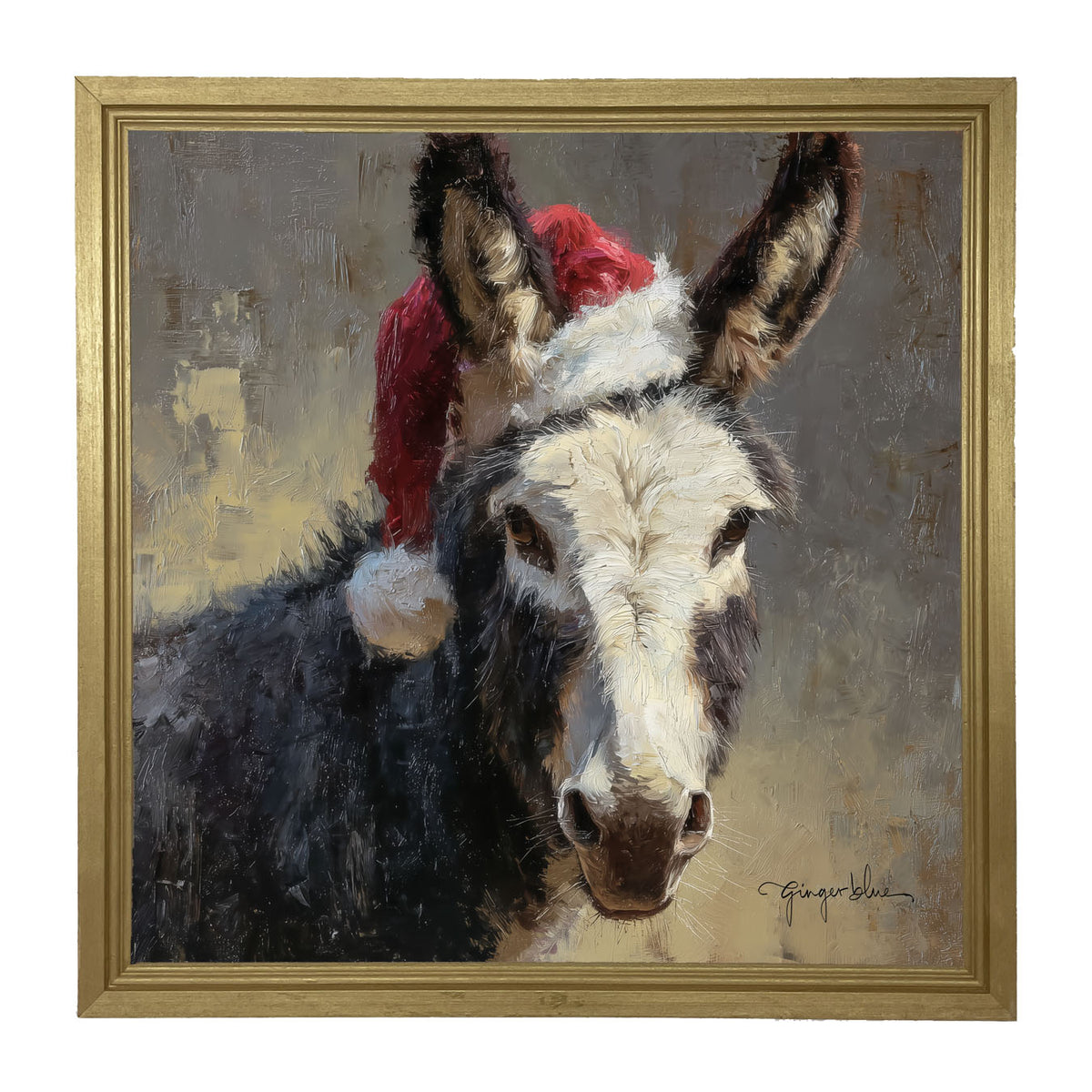 Santa Hat Donkey - Framed Art
