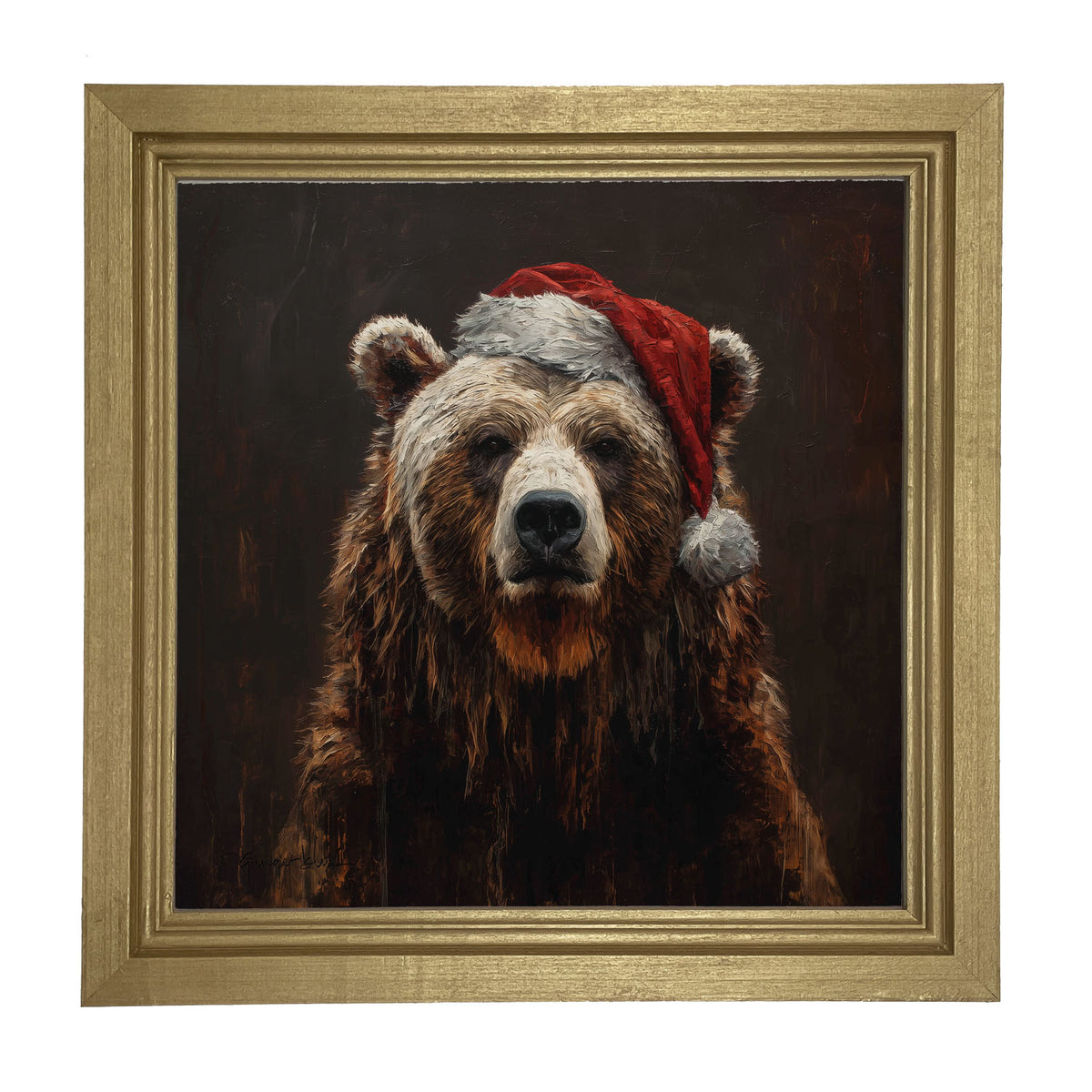 Santa Hat Bear - Framed Art