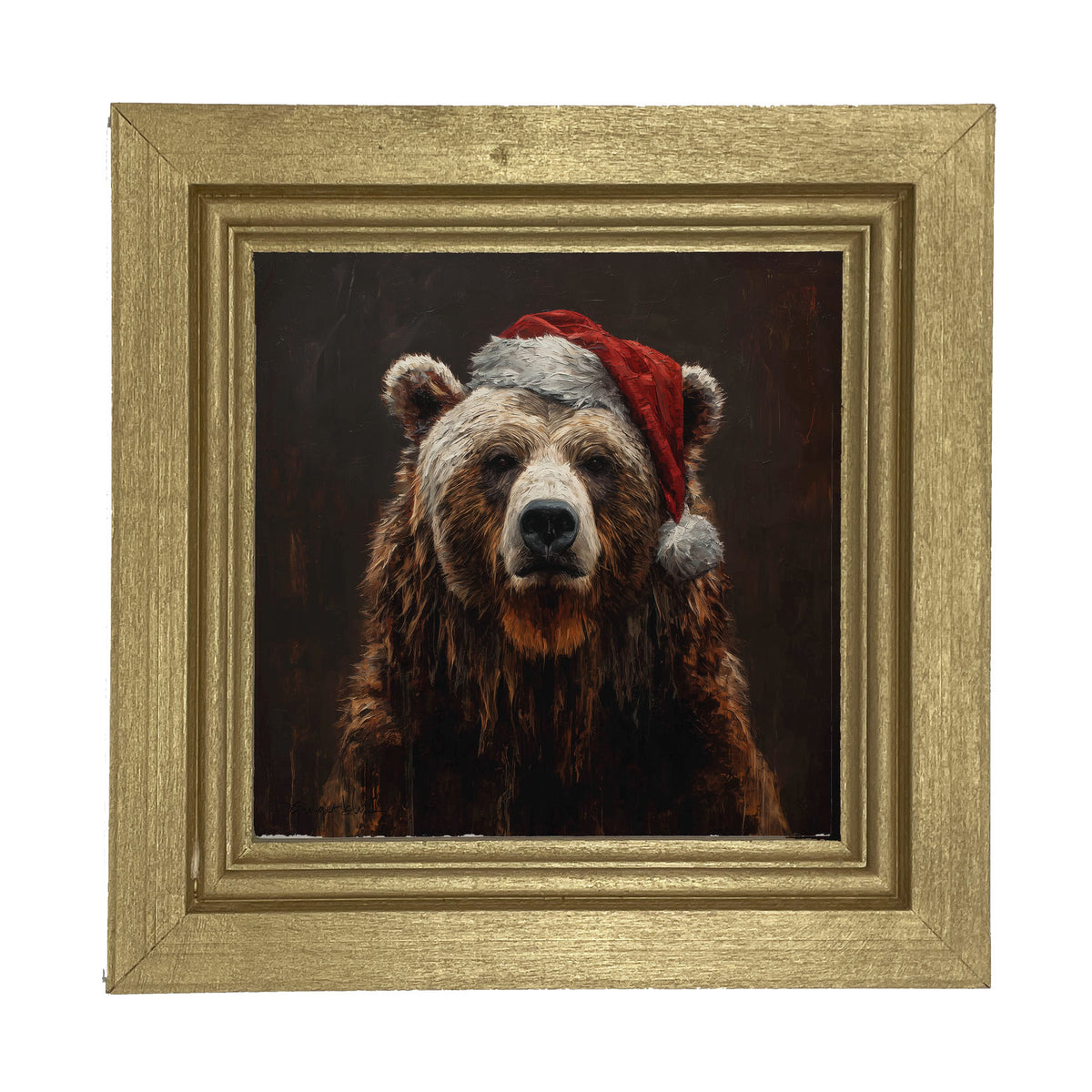 Santa Hat Bear - Framed Art