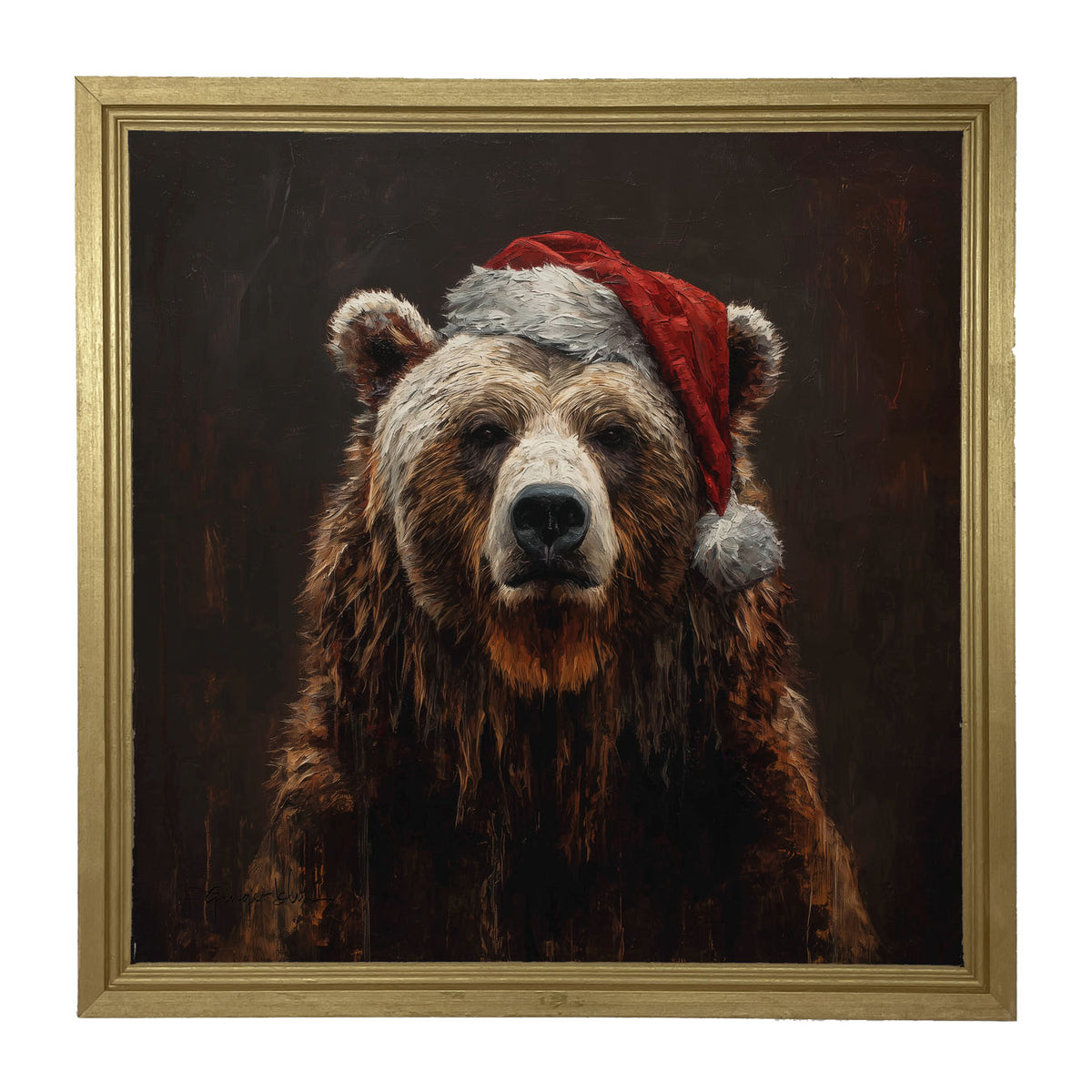 Santa Hat Bear - Framed Art