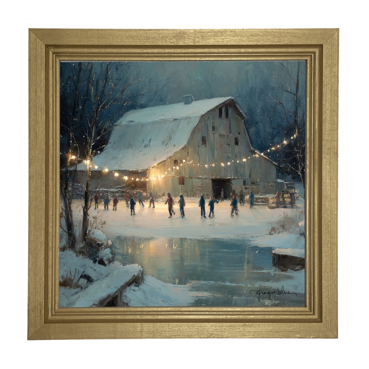 Winter Gathering at the Barn - Framed Art