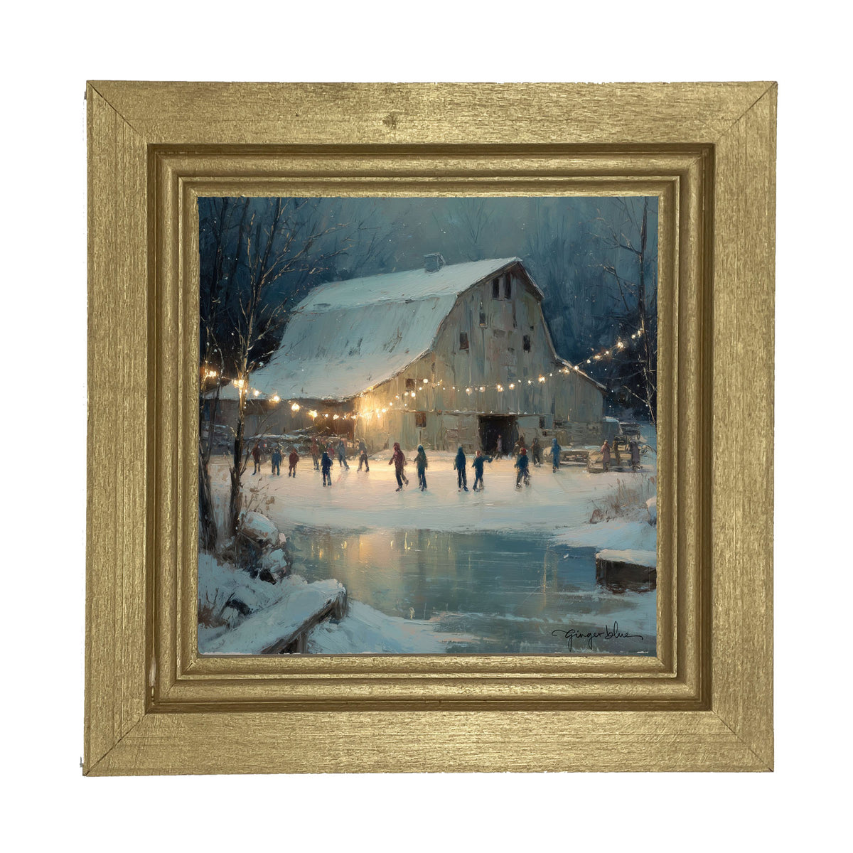 Winter Gathering at the Barn - Framed Art