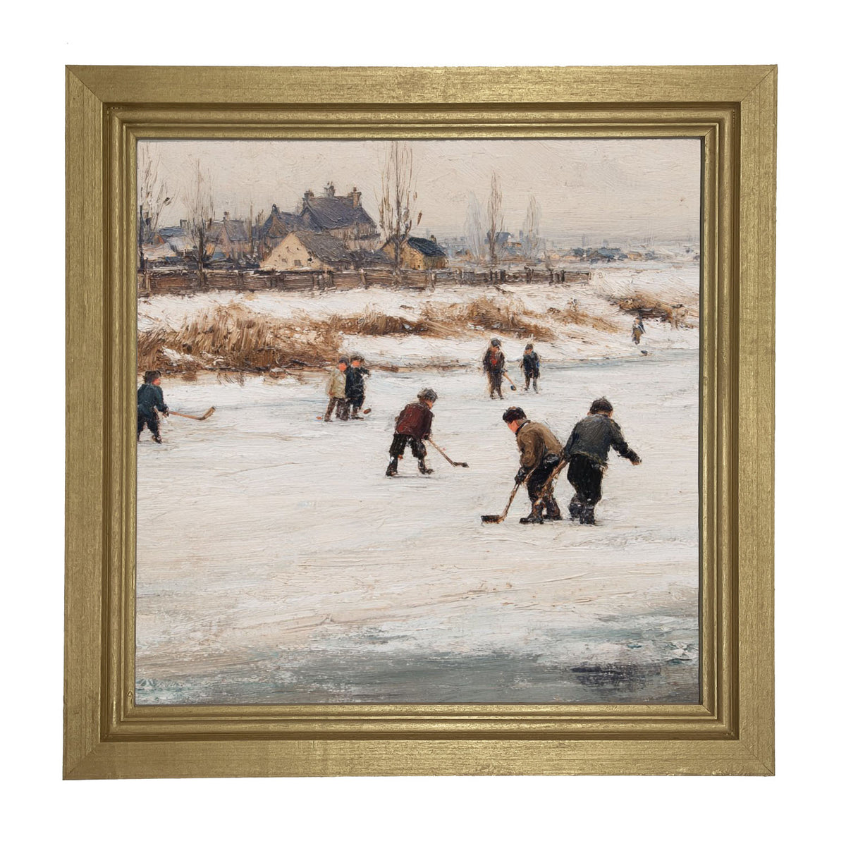 Children Playing Hockey - Framed Art