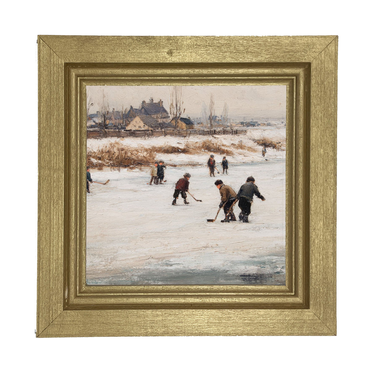 Children Playing Hockey - Framed Art
