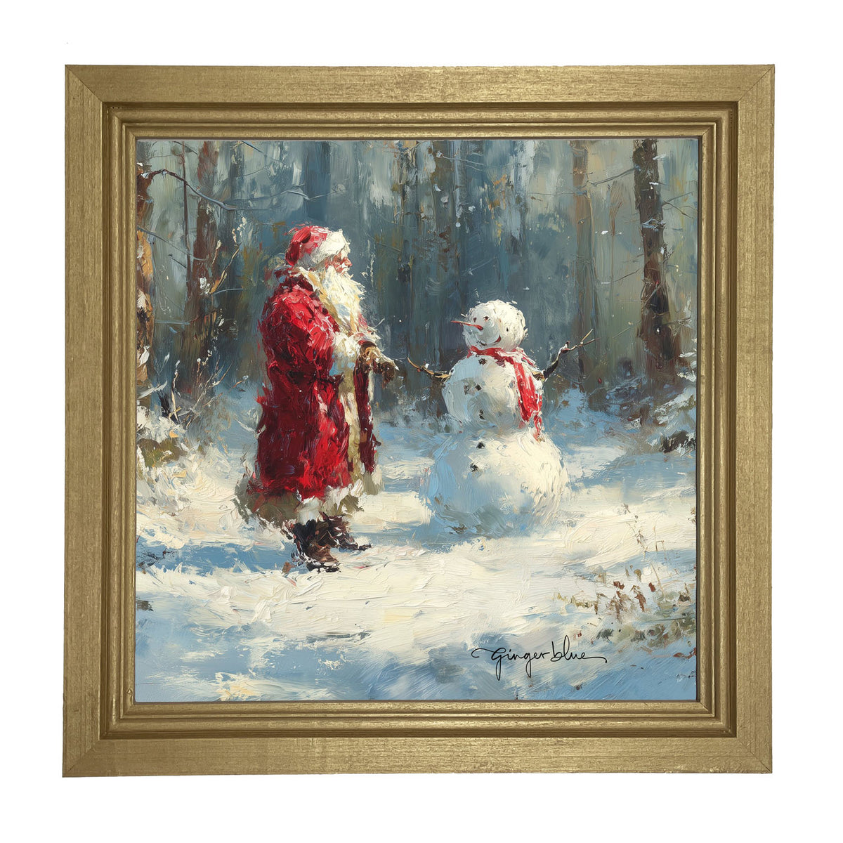 Santa and the Snowman - Framed Art