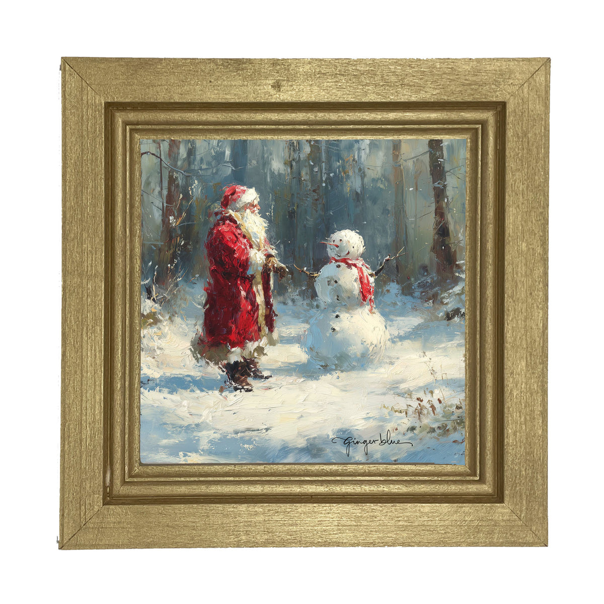 Santa and the Snowman - Framed Art