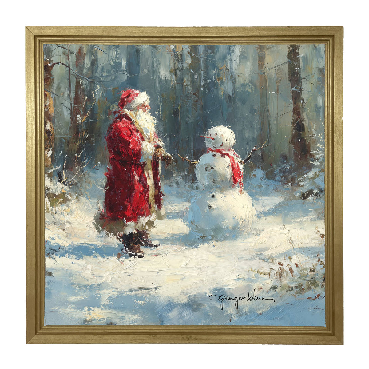 Santa and the Snowman - Framed Art