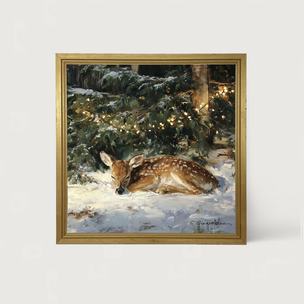 Deer Sleeping under Pine Tree