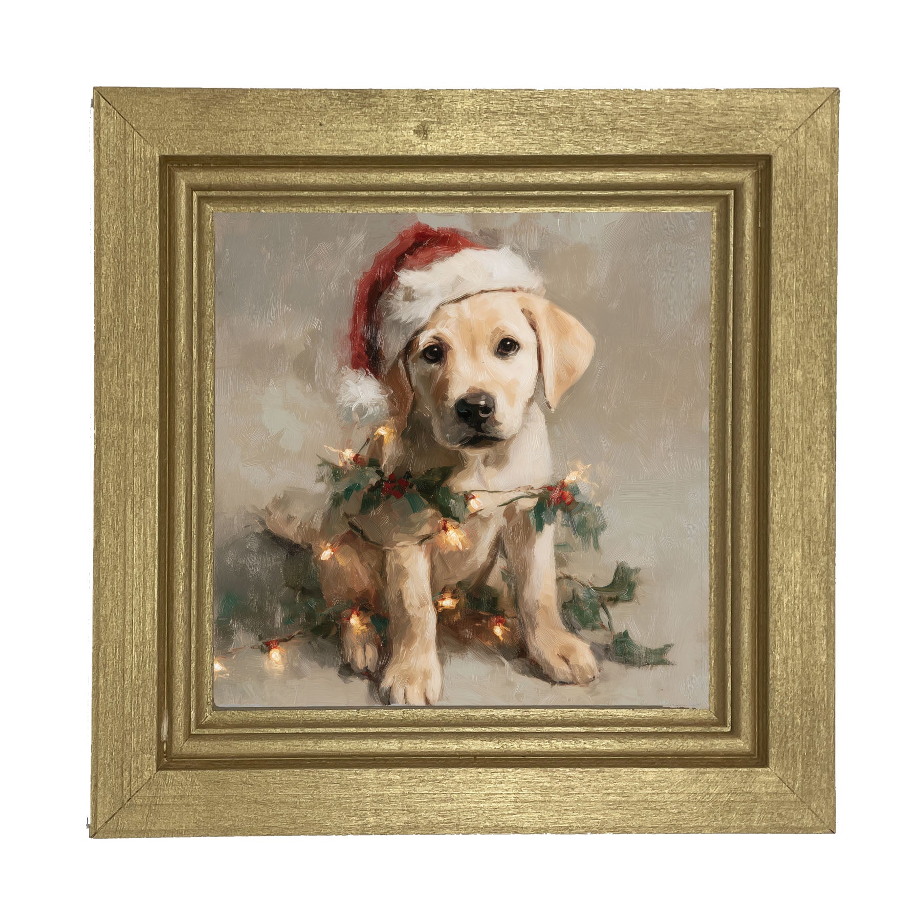 Christmas Lights with Labrador - Framed art