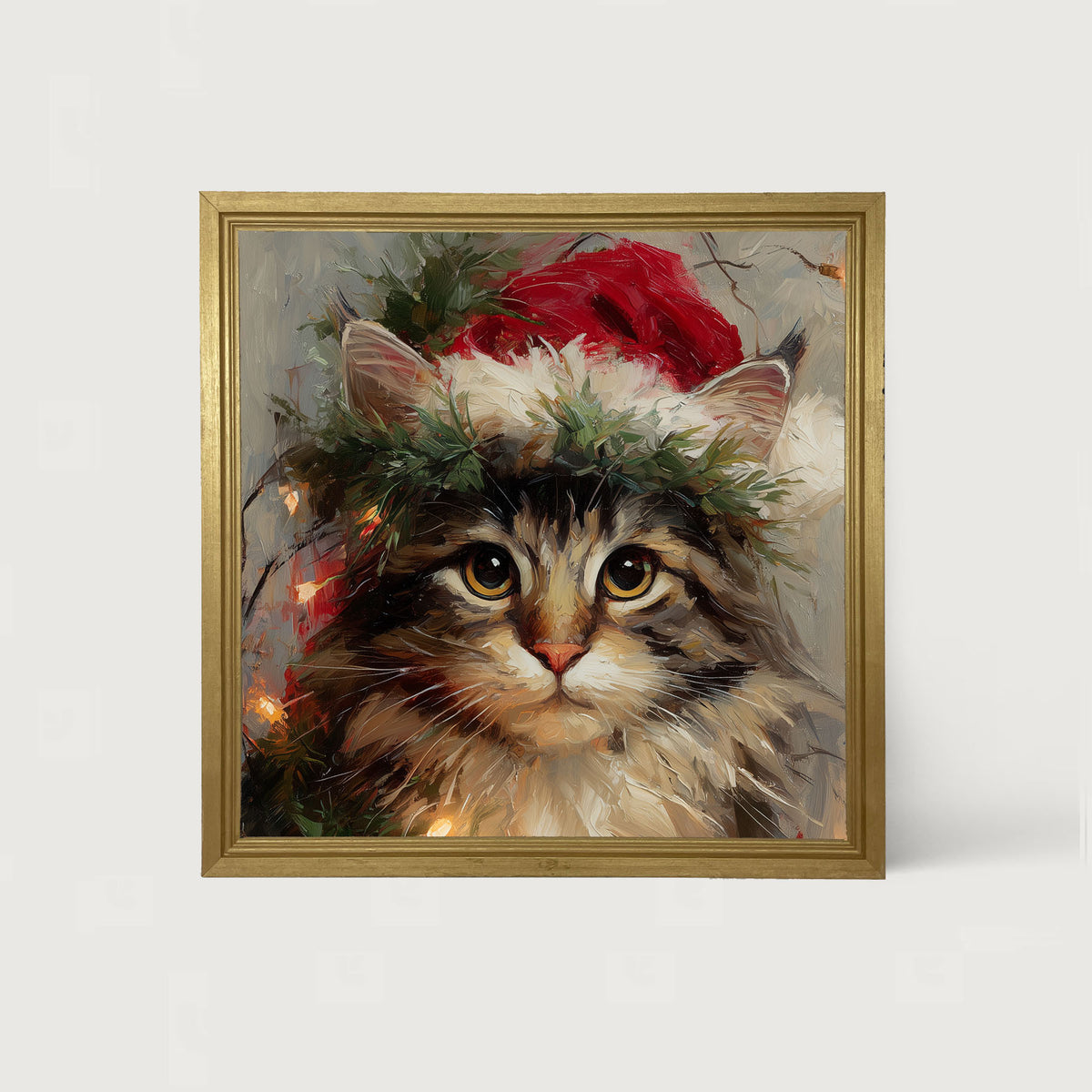 Christmas Lights with Furry Cat