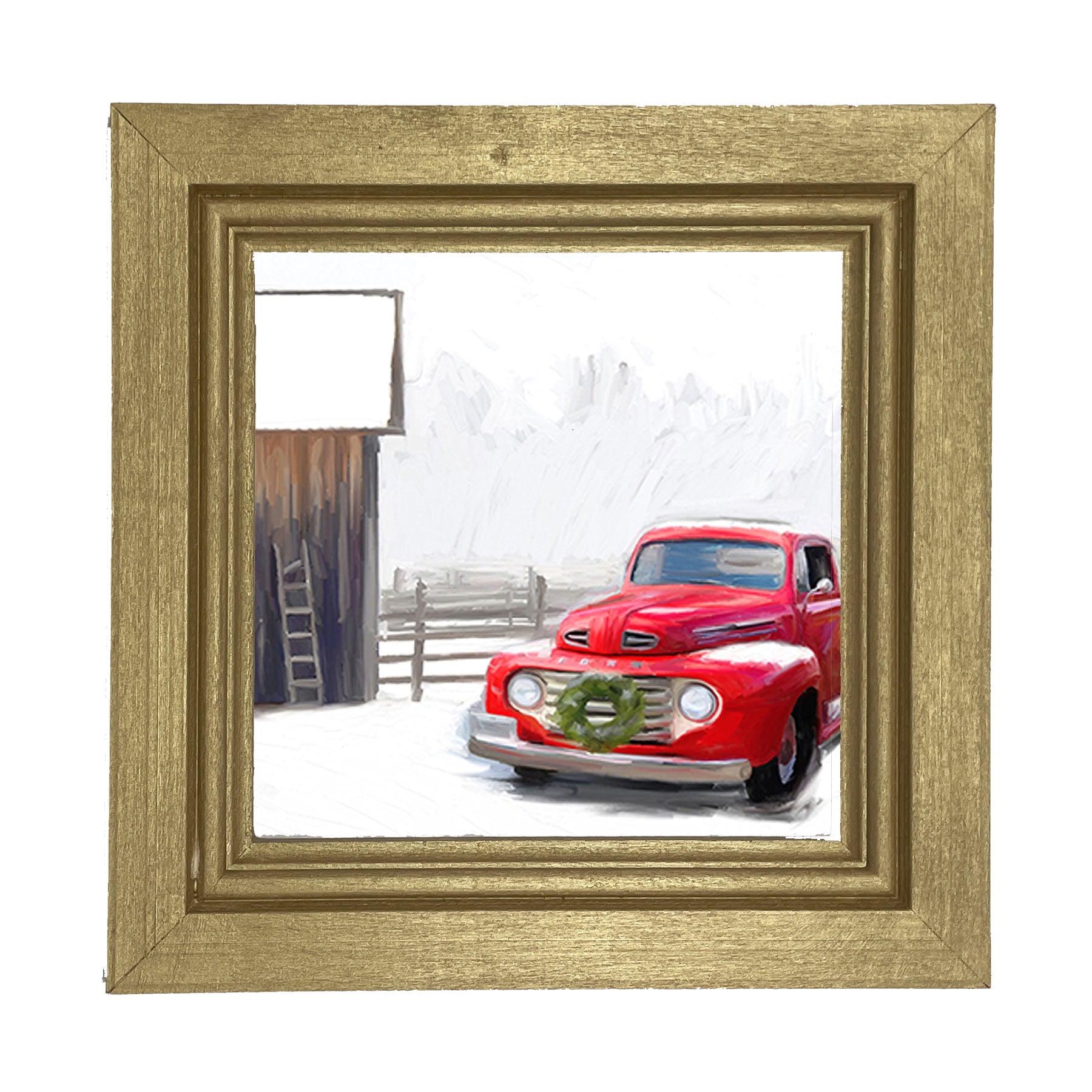 Winter red Ford - Framed art