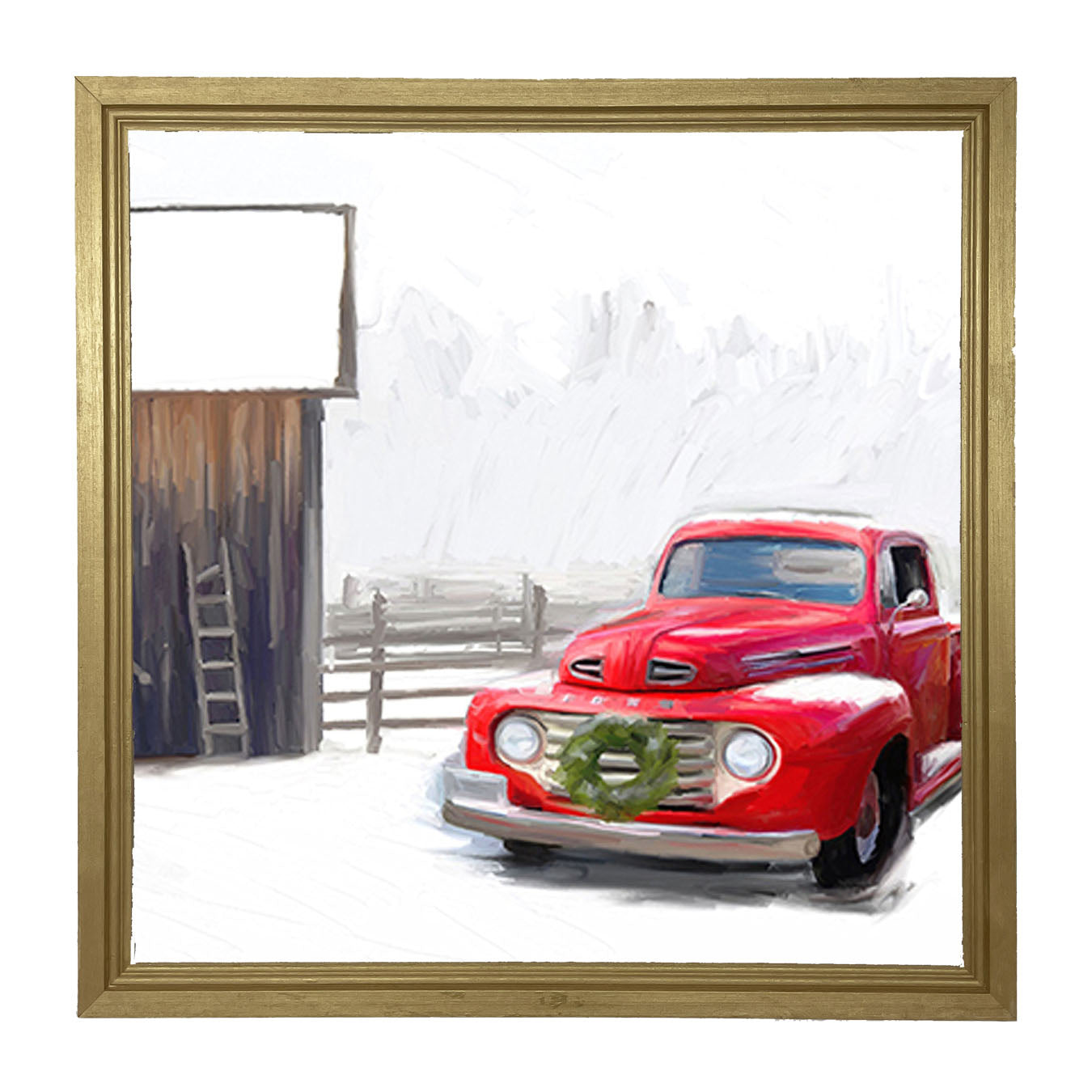 Winter red Ford - Framed art