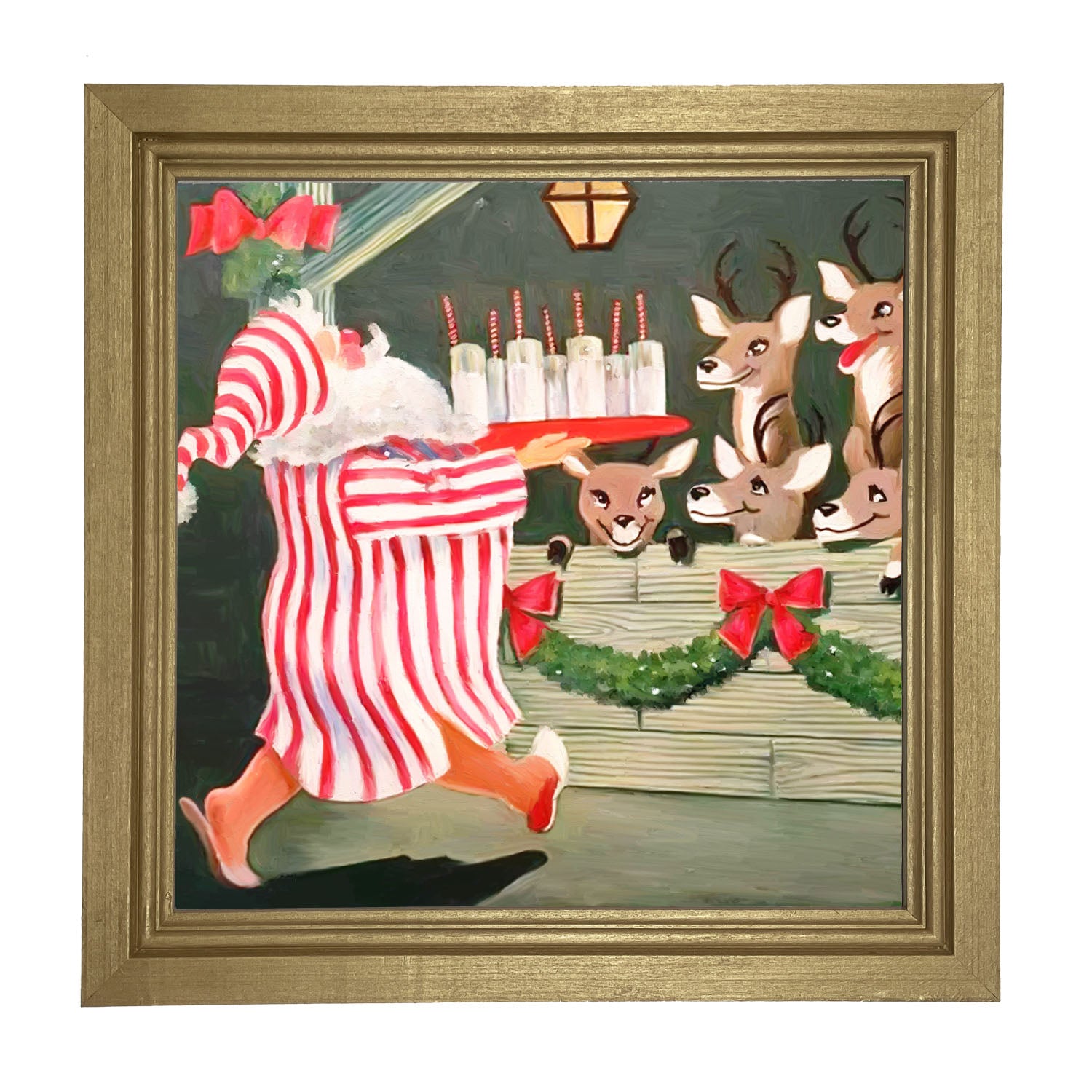 Santa having drinks - Framed art