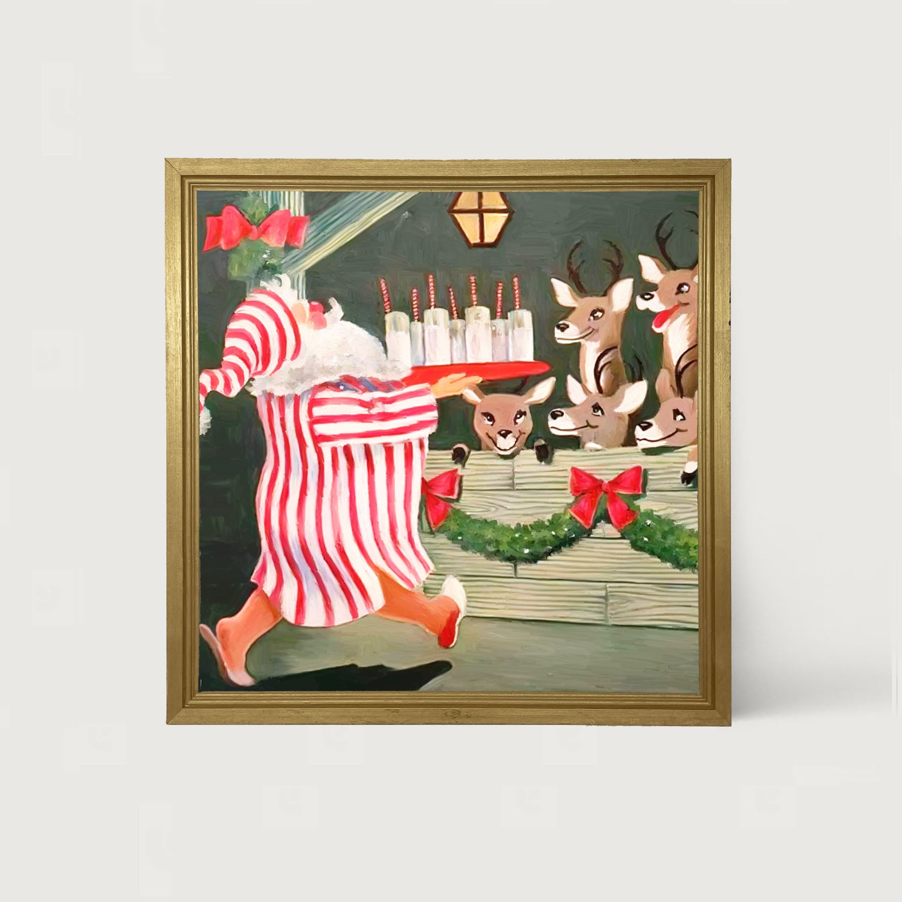 Santa having drinks - Framed art