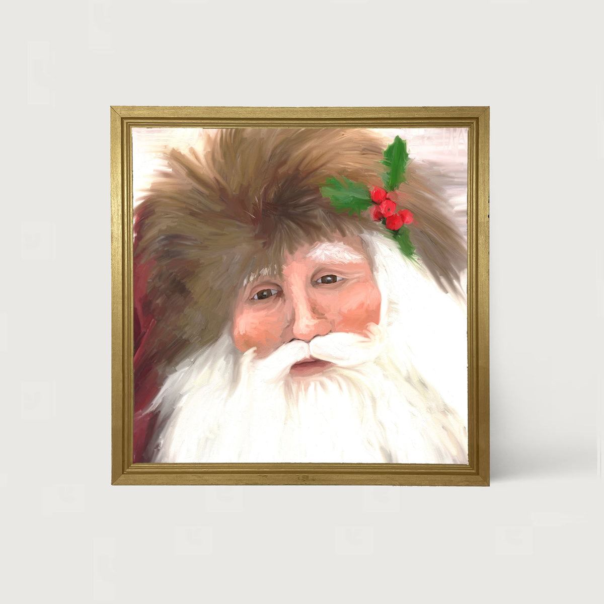 Santa with mistletoe - Framed art