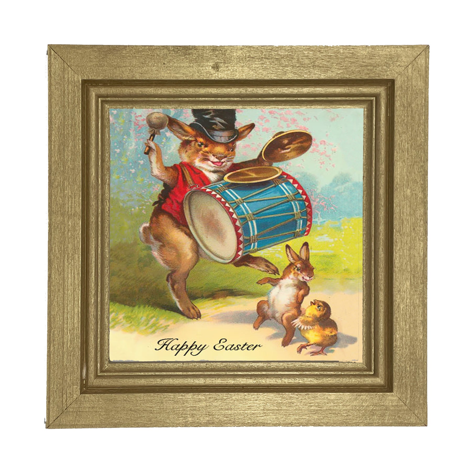 Bunny Playing Drum - Framed art