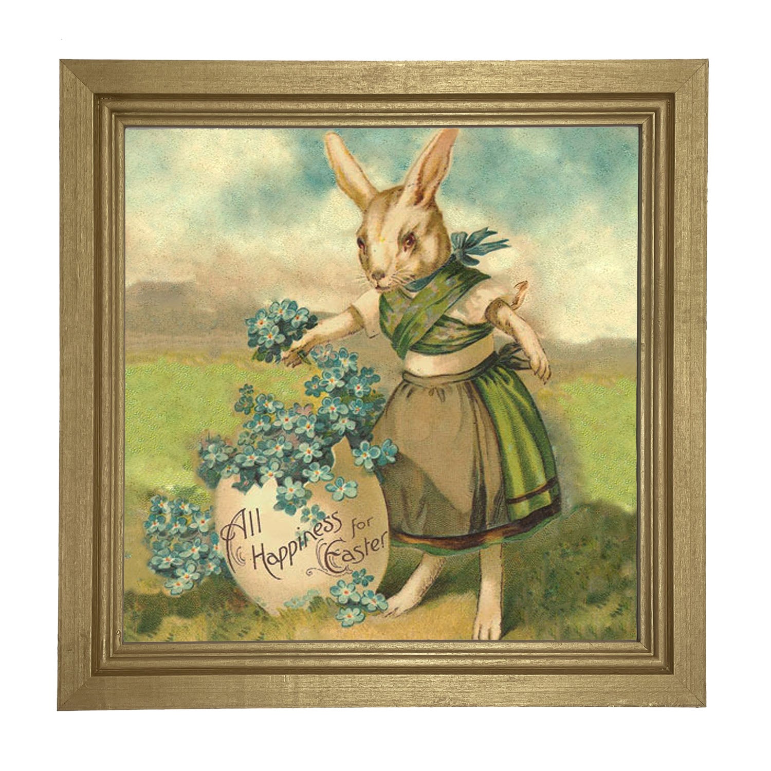 Bunny with Clovers - Framed art