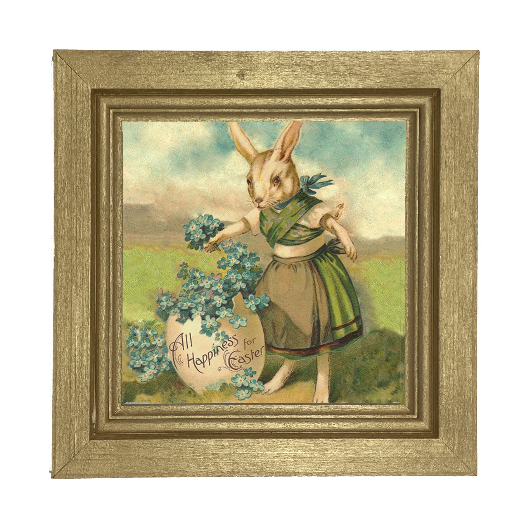 Bunny with Clovers - Framed art