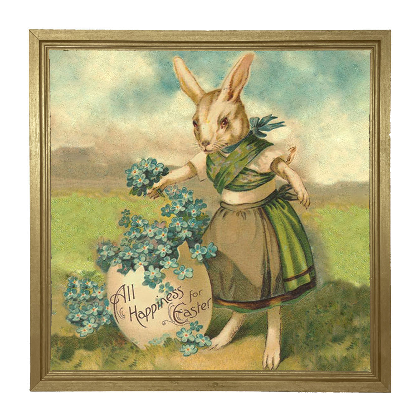 Bunny with Clovers - Framed art