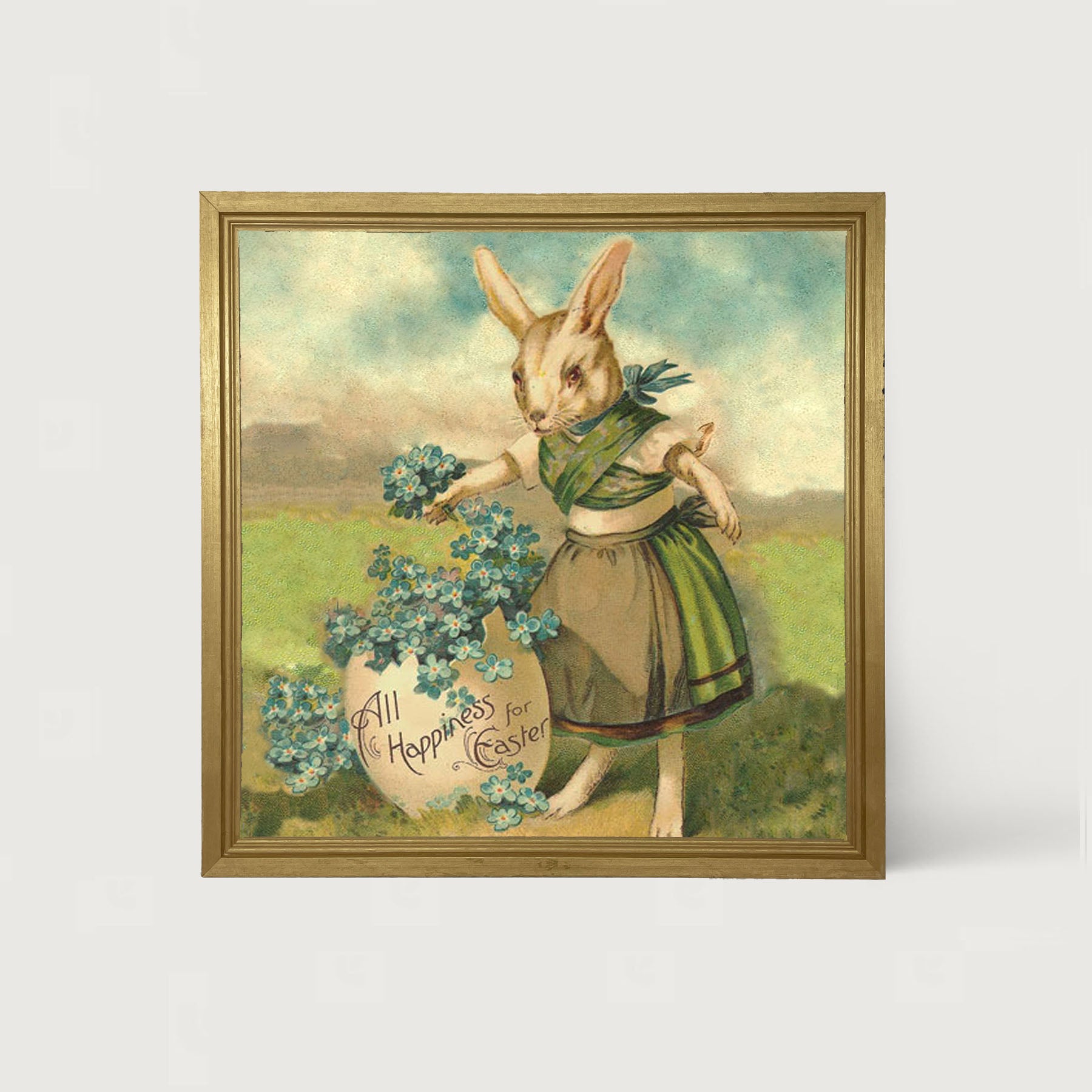 Bunny with Clovers - Framed art