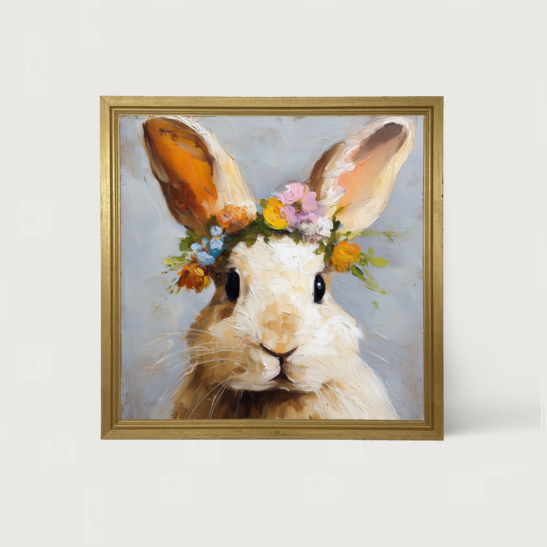 Spring Season Tan Bunny - Framed Art