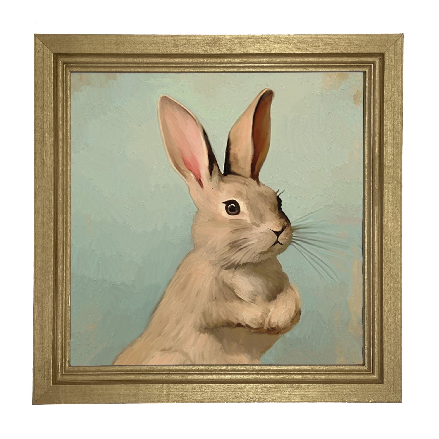 Pastel bunny with vase - Framed Art