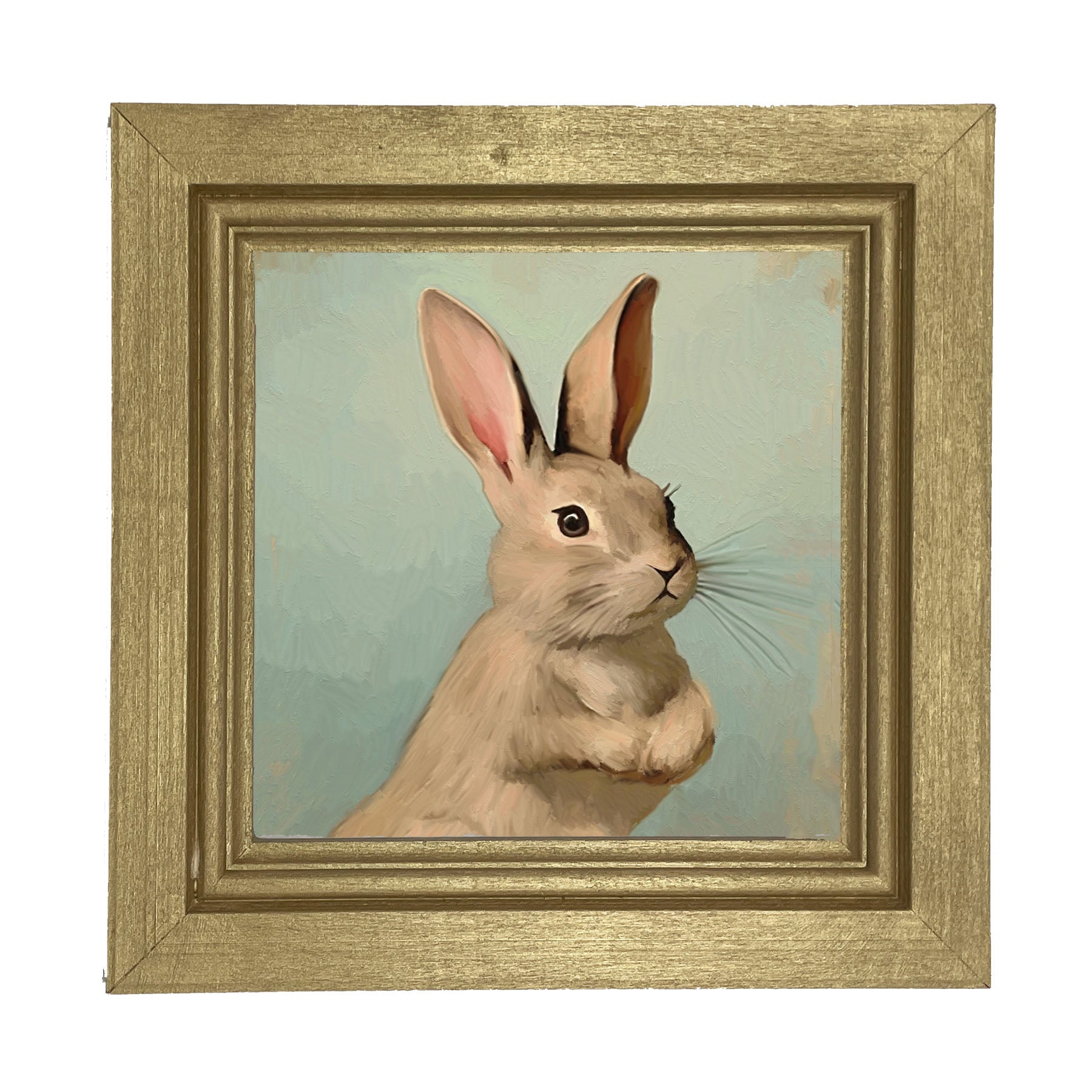 Pastel bunny with vase - Framed Art