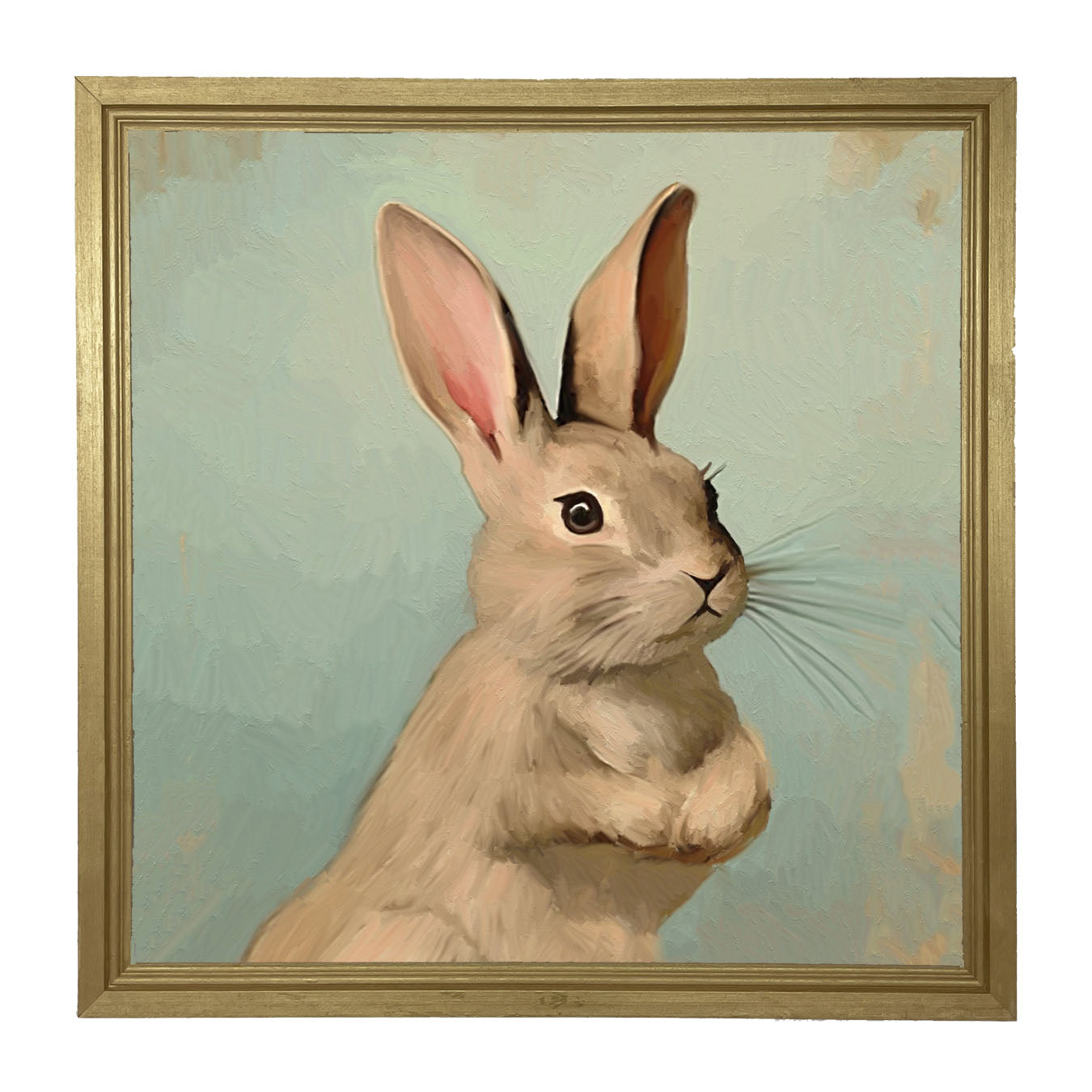 Pastel bunny with vase - Framed Art