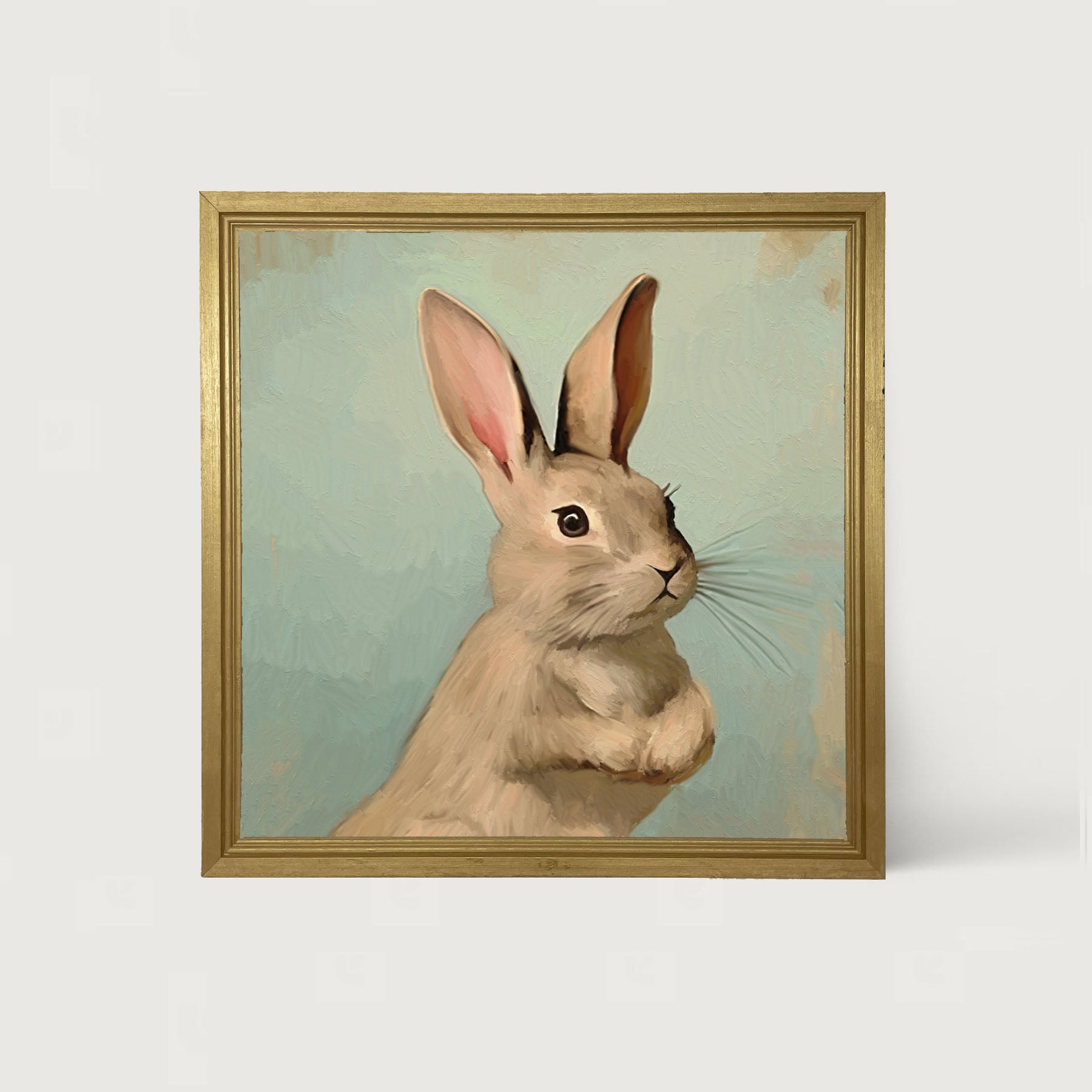 Pastel bunny with vase - Framed Art