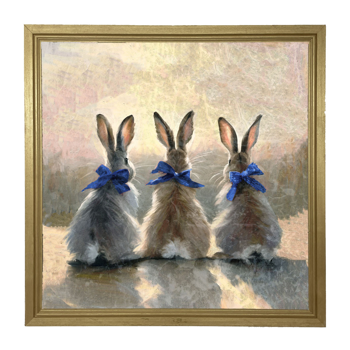 Bunnies with Blue Bows - Framed Art