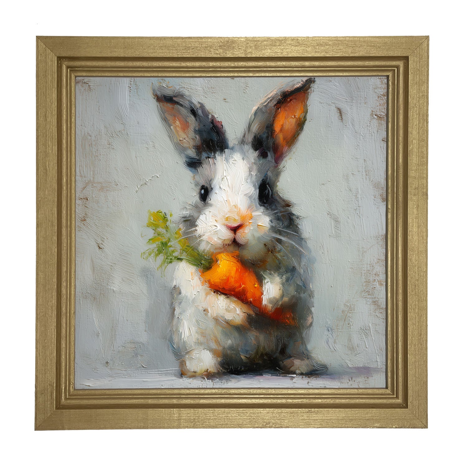 Bunny holding Carrot - Framed Art
