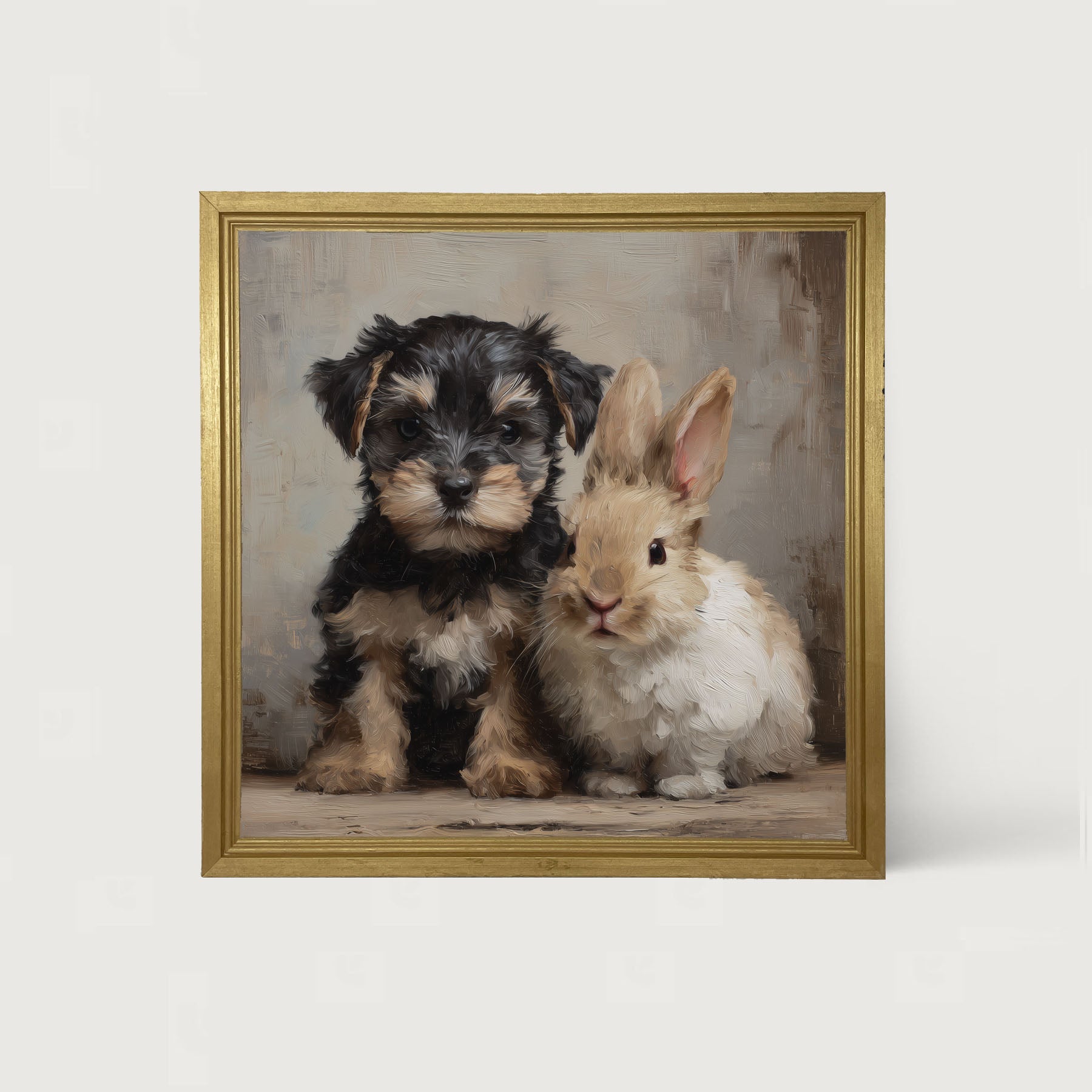 Dog and Rabbit - Framed Art