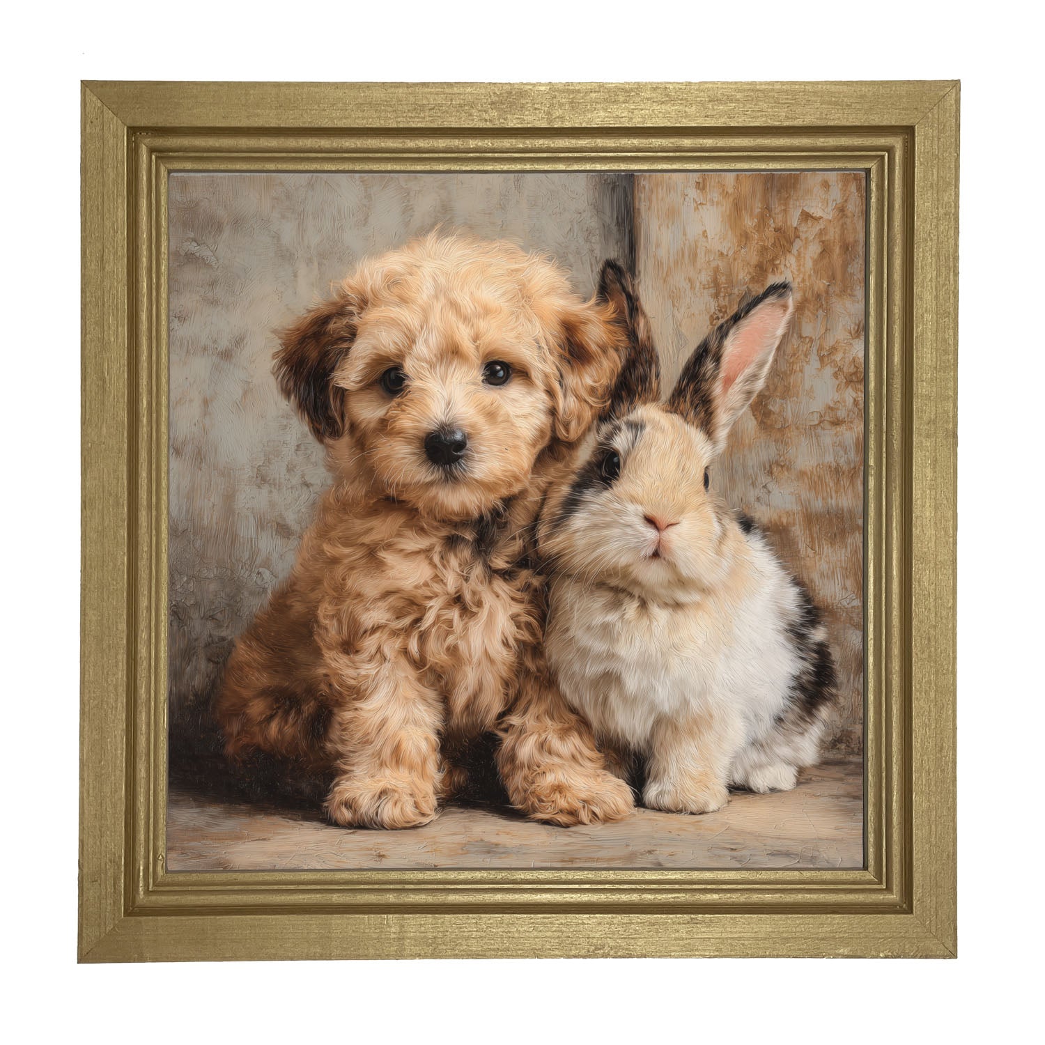 Dog and Bunny Friends - Framed Art