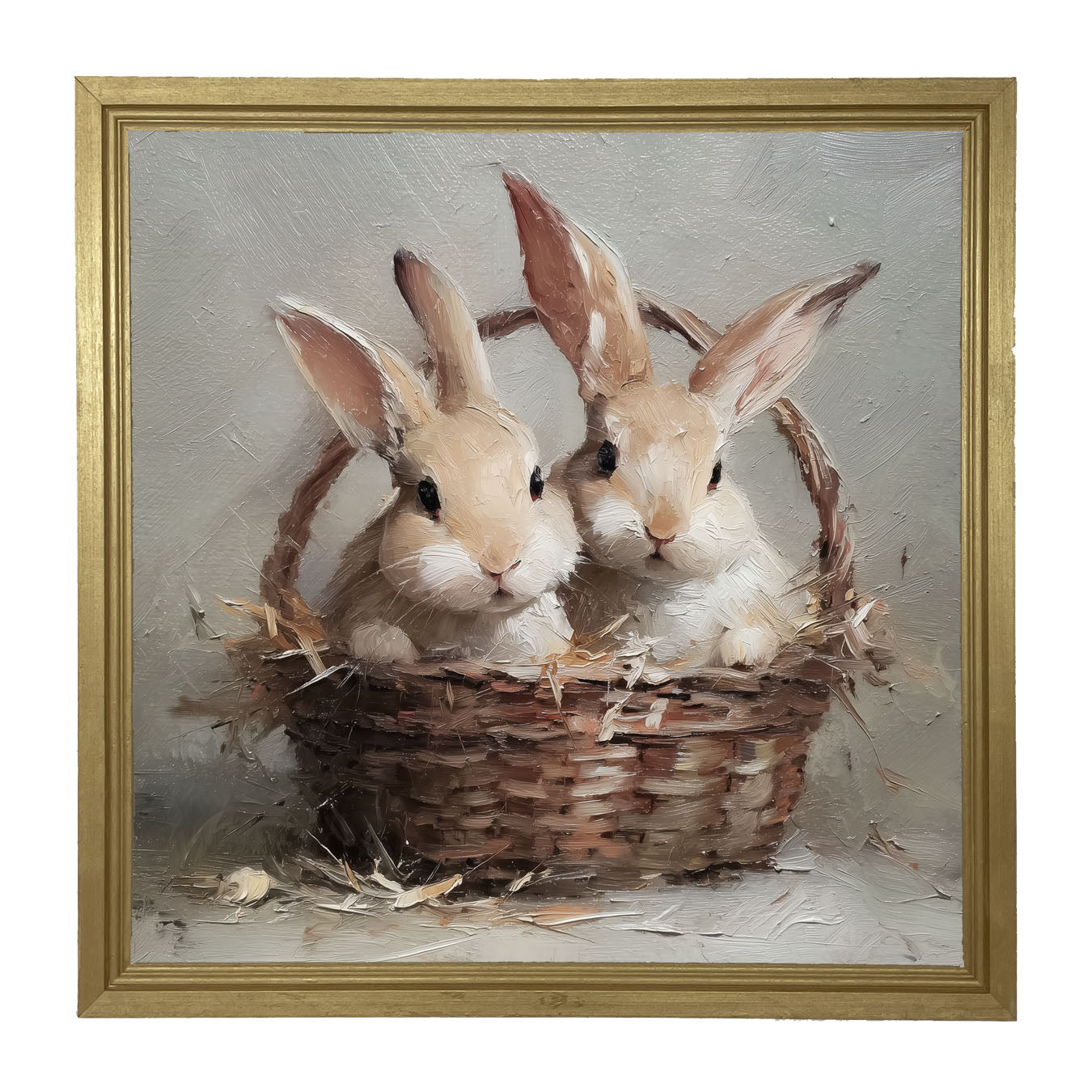 Easter Basket - Pair of Bunnies - Framed Art