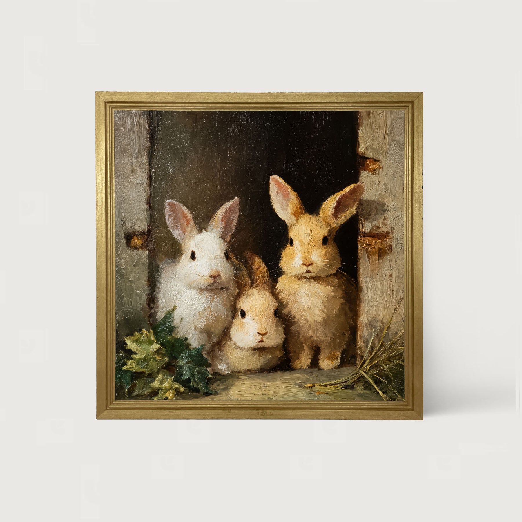 Three Rabbits in Doorway