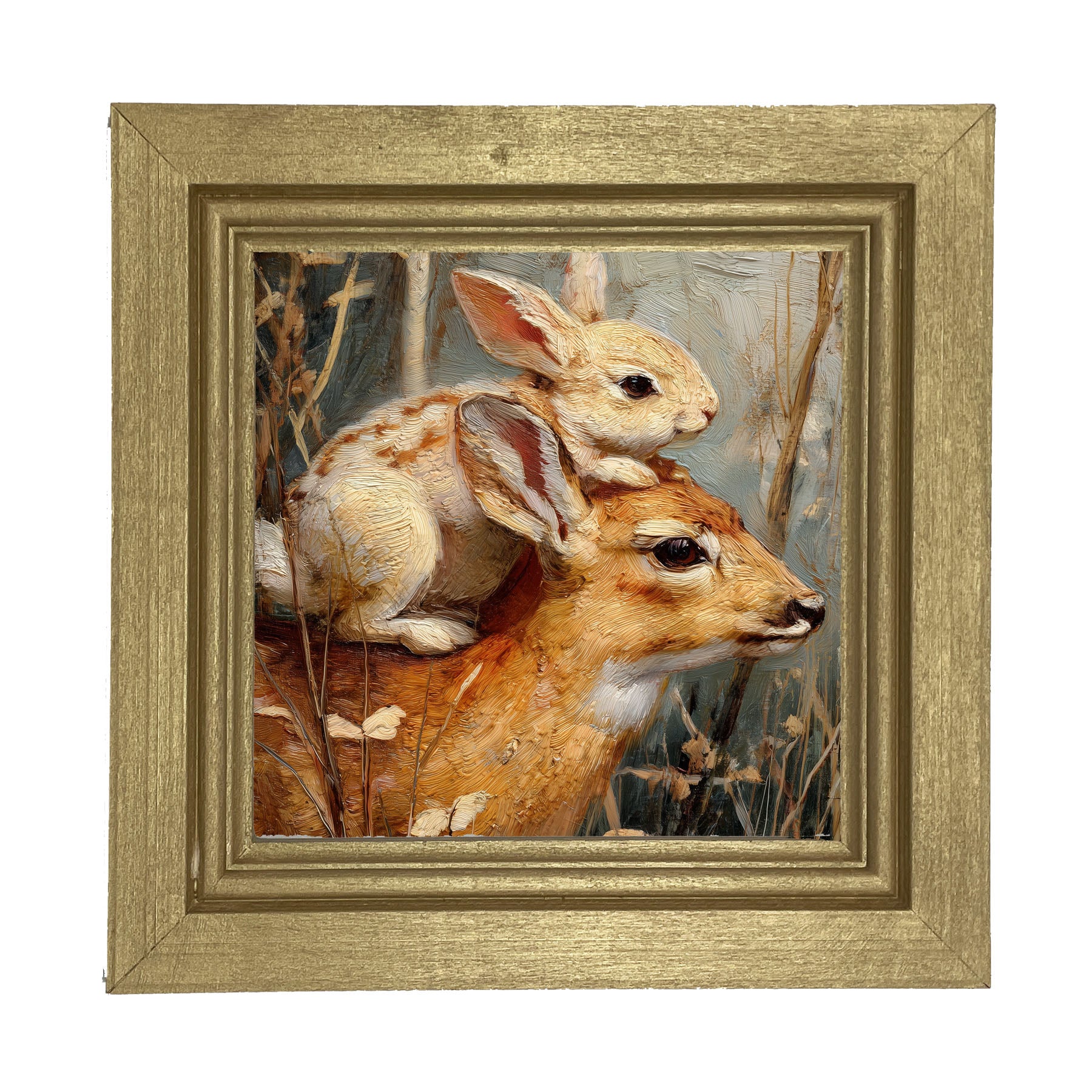 Bunny with a Deer - Framed Art