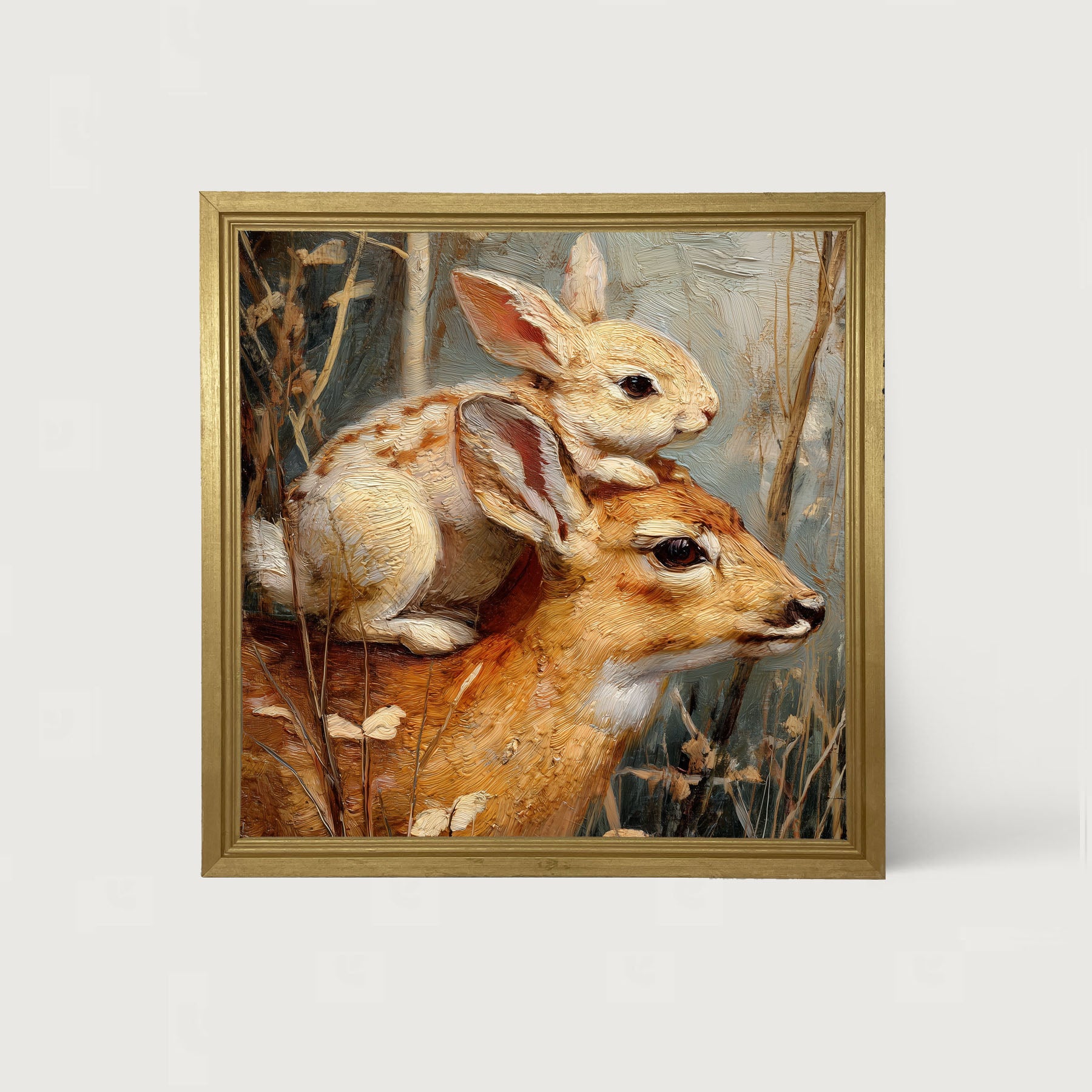 Bunny with a Deer - Framed Art