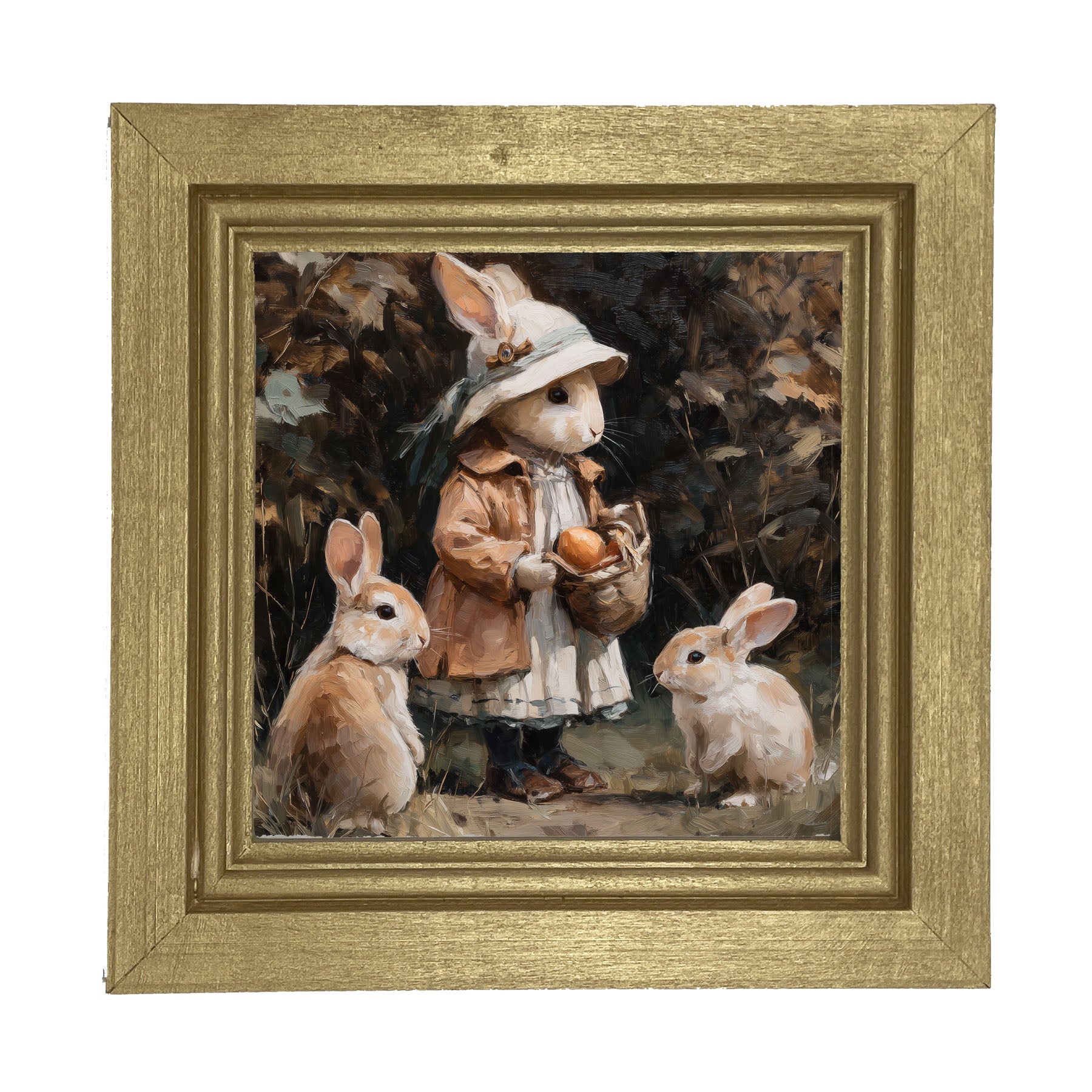 Country Friends - Edith and Some Bunnies - Framed Art