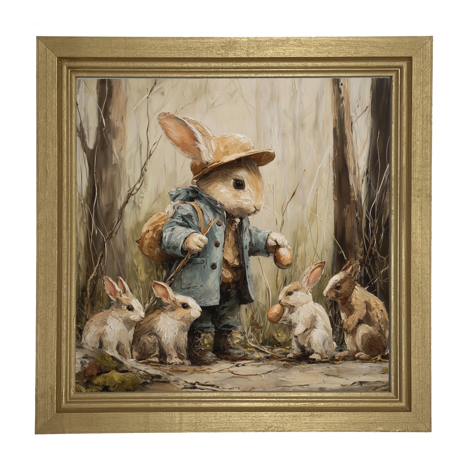 Country Friends - Ethan and Some Bunnies - Framed Art