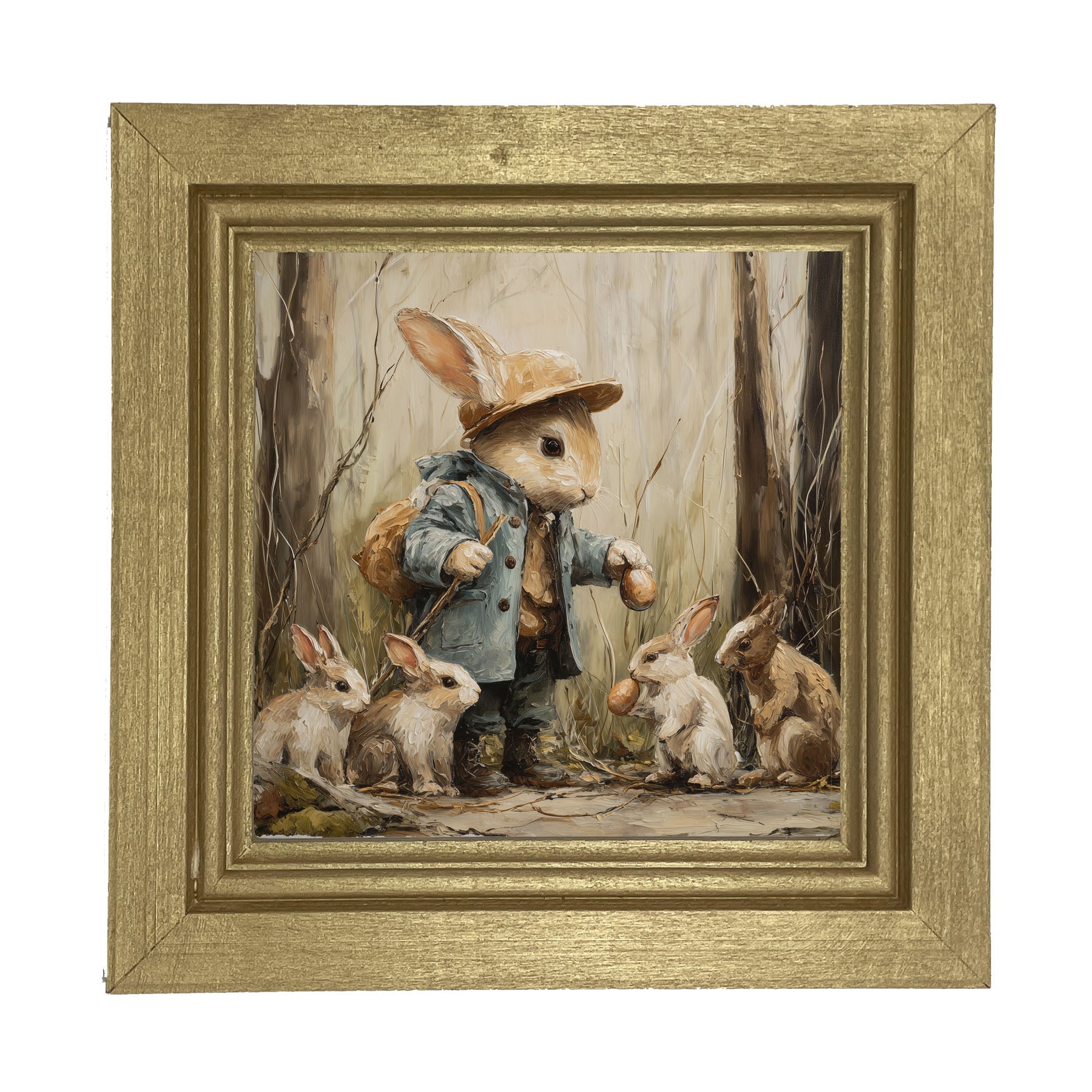Country Friends - Ethan and Some Bunnies - Framed Art