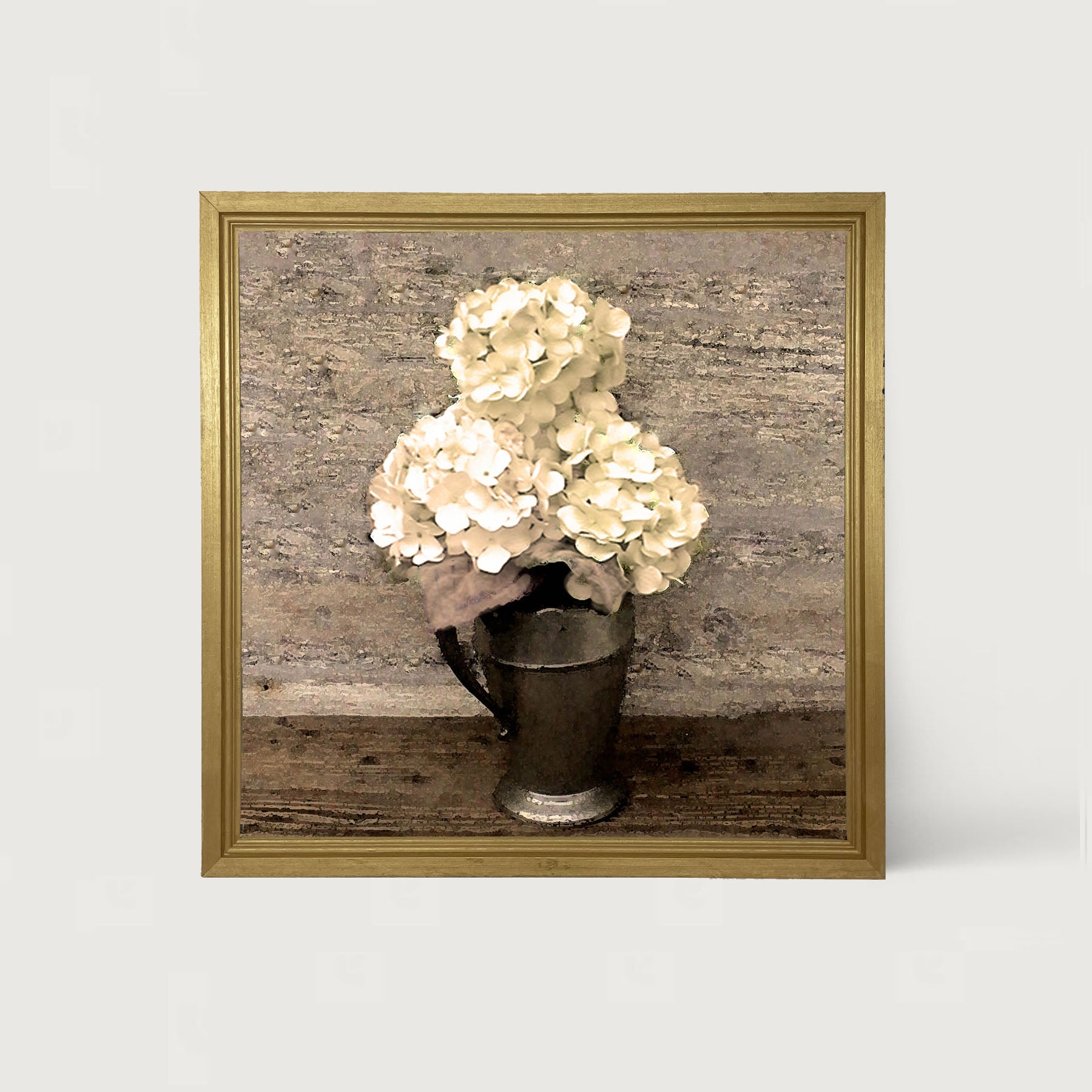 White Hydrangeas - Framed art