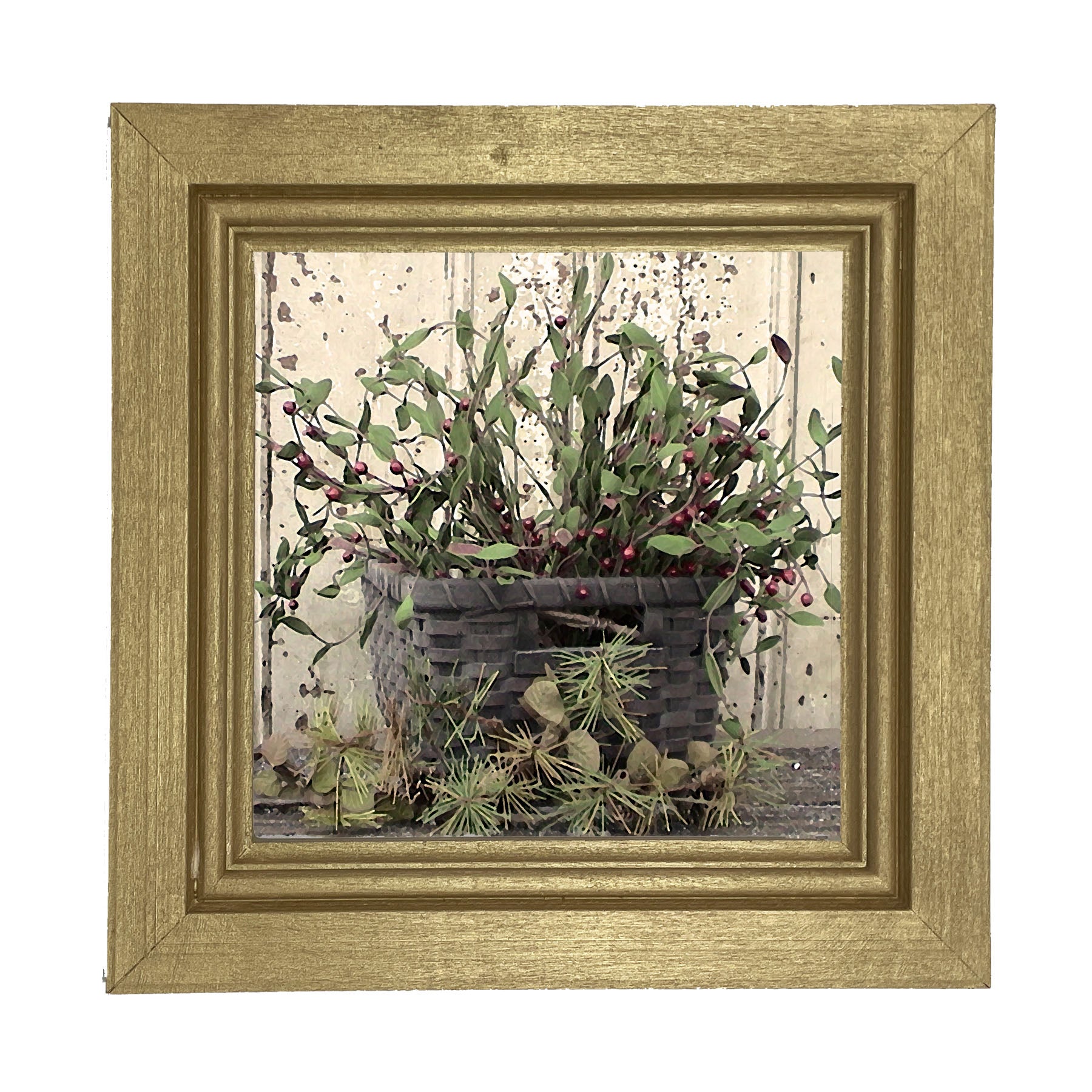 Berry Basket with Pine - Framed art