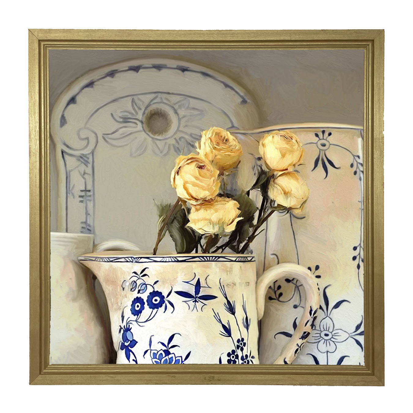Yellow Roses in vase - Framed Art
