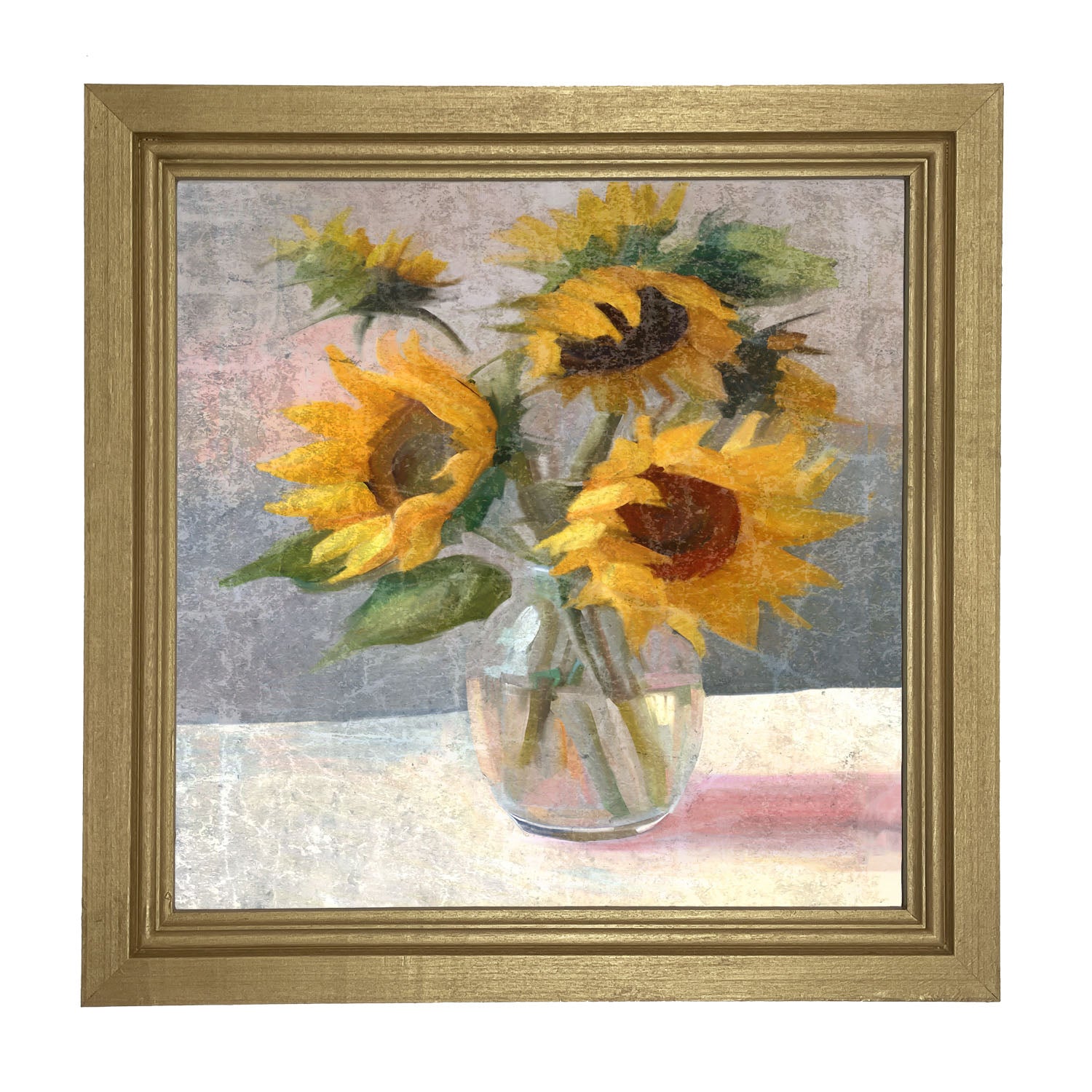 Glass Vase of Sunflowers - Framed Art