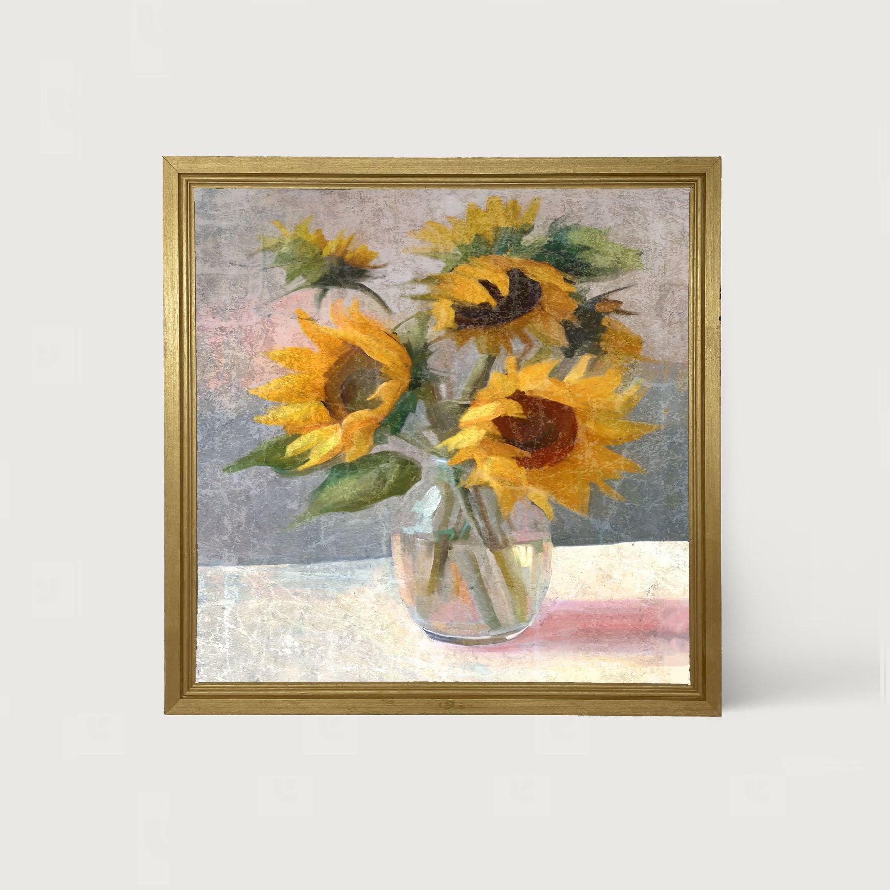 Glass Vase of Sunflowers - Framed Art