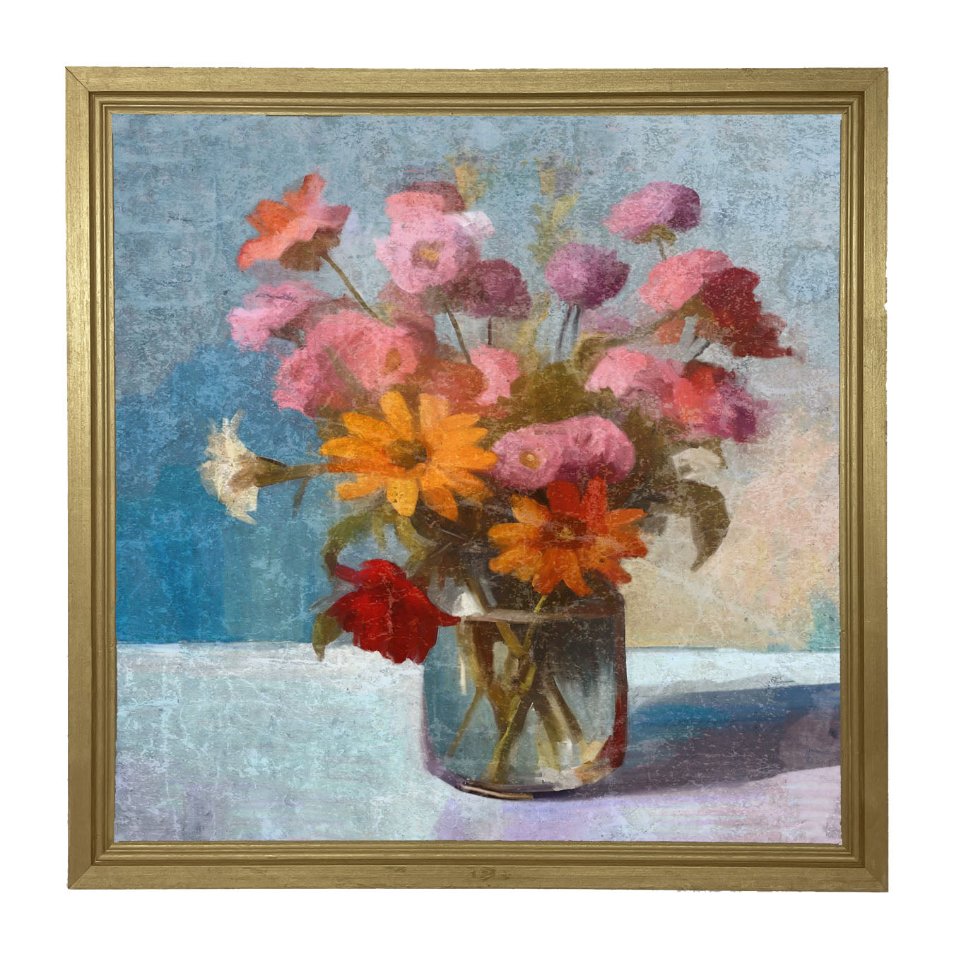Glass Vase with flowers - Framed Art